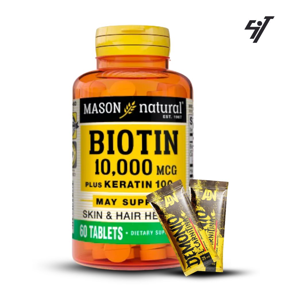 BIOTINA MASON 10000 MCG PLUS KERATIN 100MG 60 TABLETAS - 1