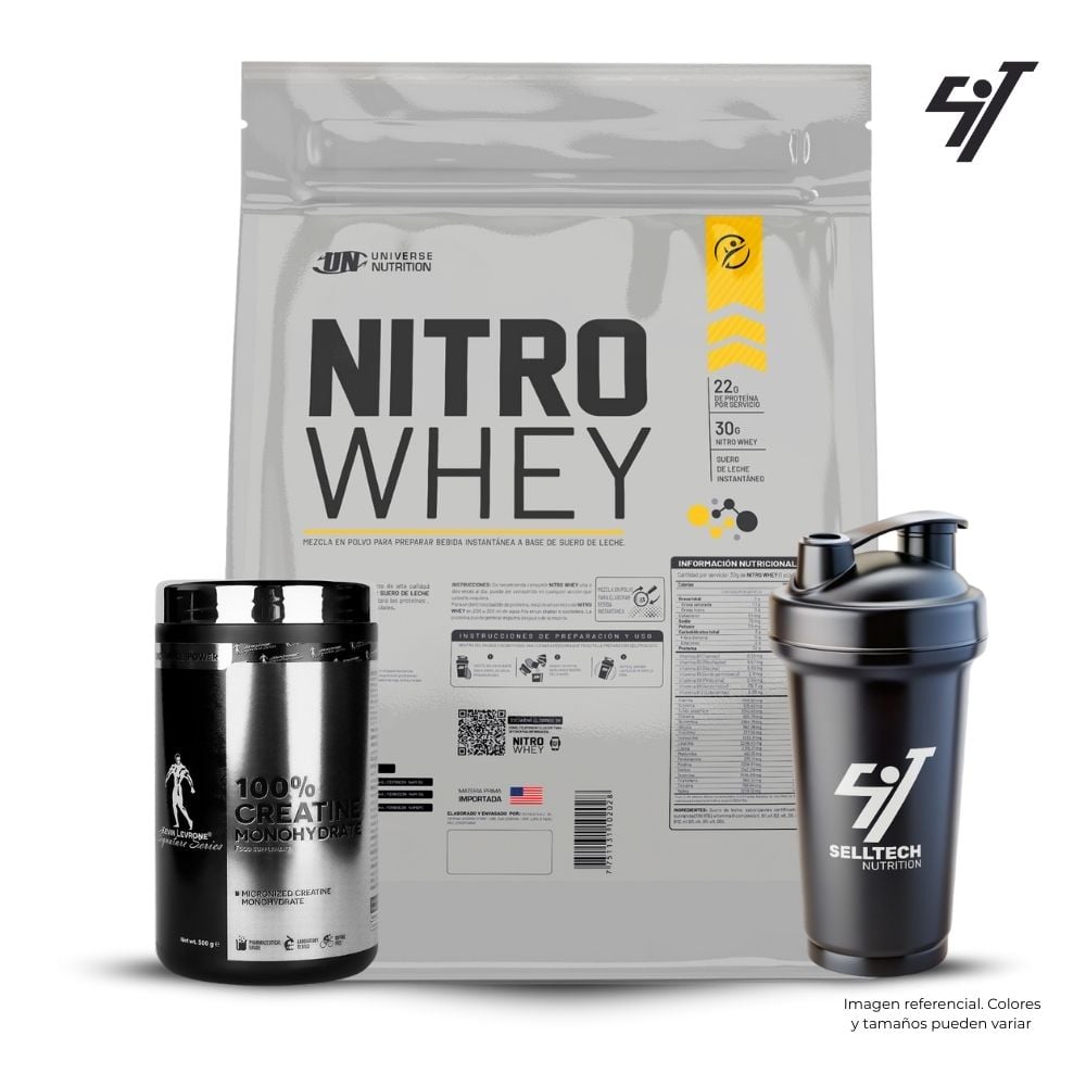 NITRO WHEY 5KG COOKIES AND CREAM+CREATINA KEVIN LEVRONE 500GR+SHAKER - 1