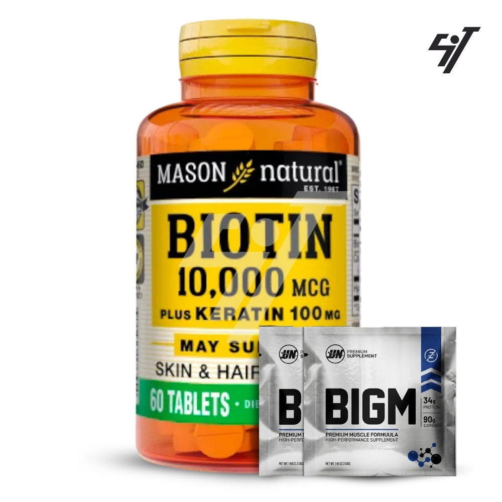 BIOTINA MASON 10000 MCG PLUS KERATIN 100MG 60 TABLETAS - 1