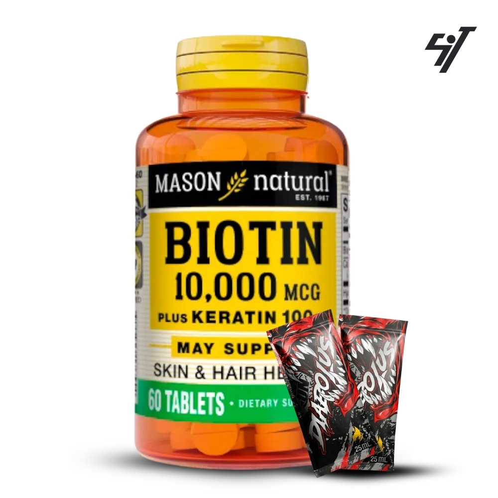 BIOTINA MASON 10000 MCG PLUS KERATIN 100MG 60 TABLETAS - 1