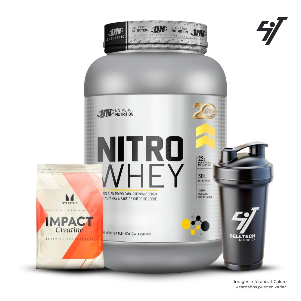 NITRO WHEY 1.2KG COOKIES AND CREAM+CREATINA MYPROTEIN 250GR+SHAKER - 1