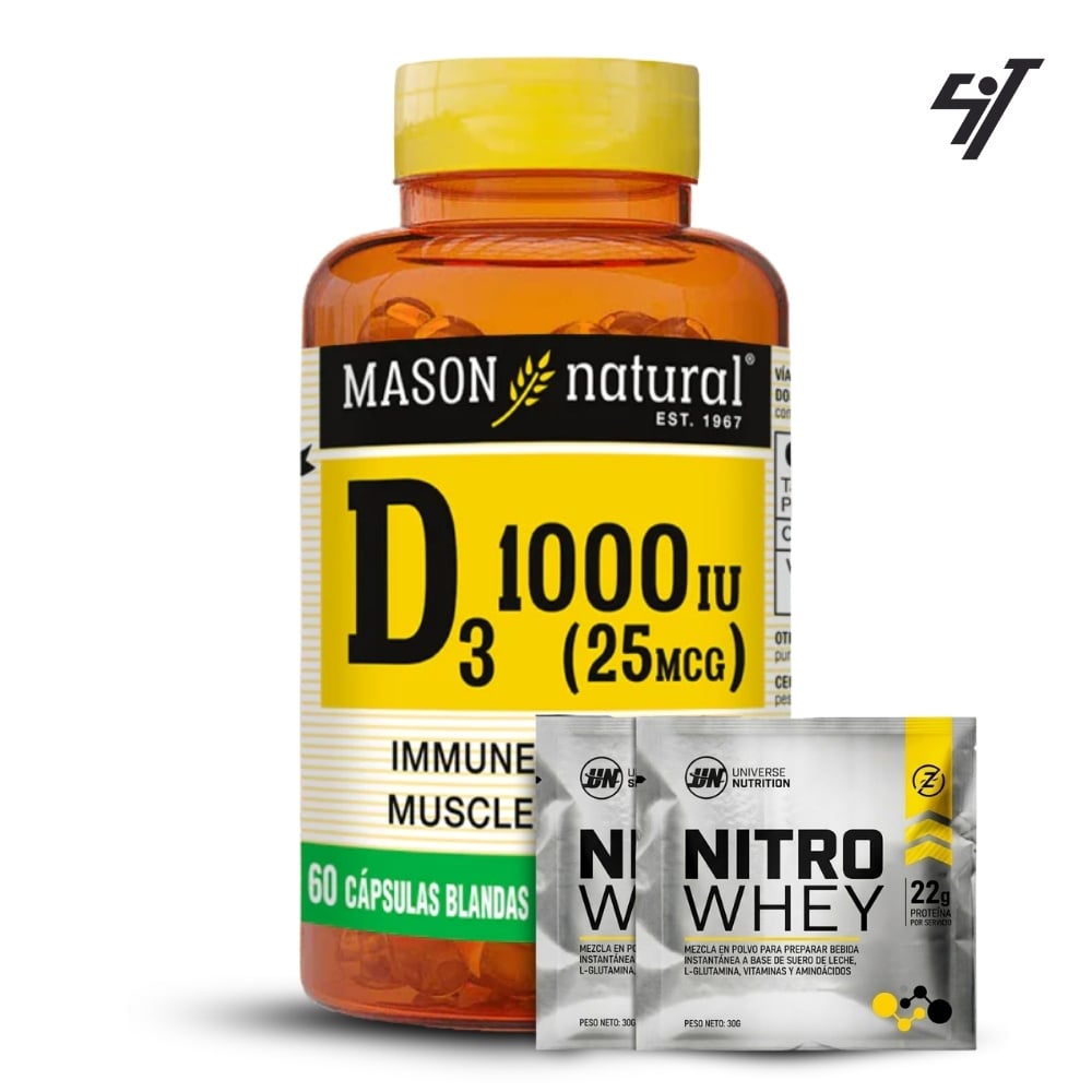 D3 1000 UI 25 Mcg Mason 60 Softgels - 1