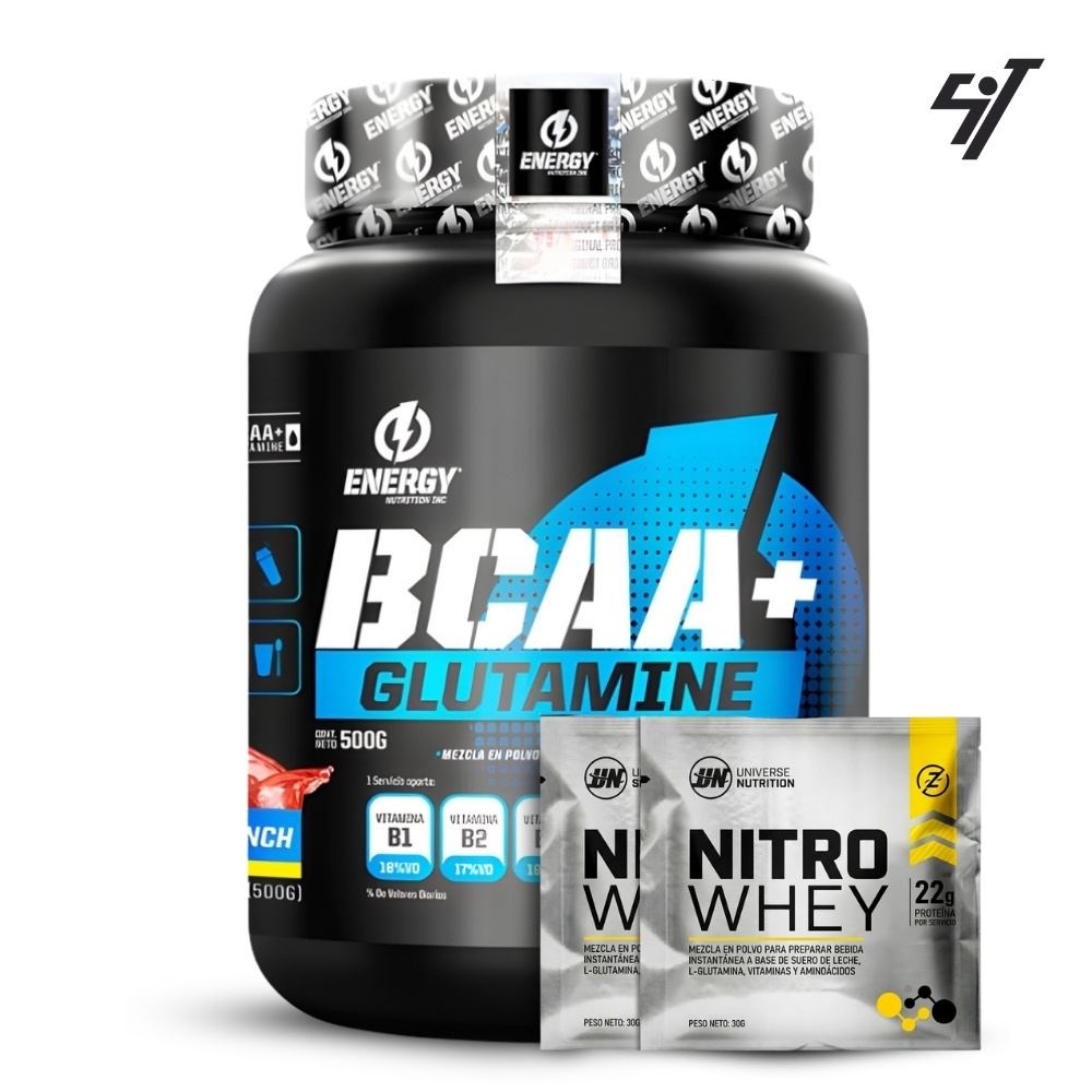 AMINOÁCIDO ENERGY NUTRITION BCAA GLUTAMINE 500GR FRUIT PUNCH - 1
