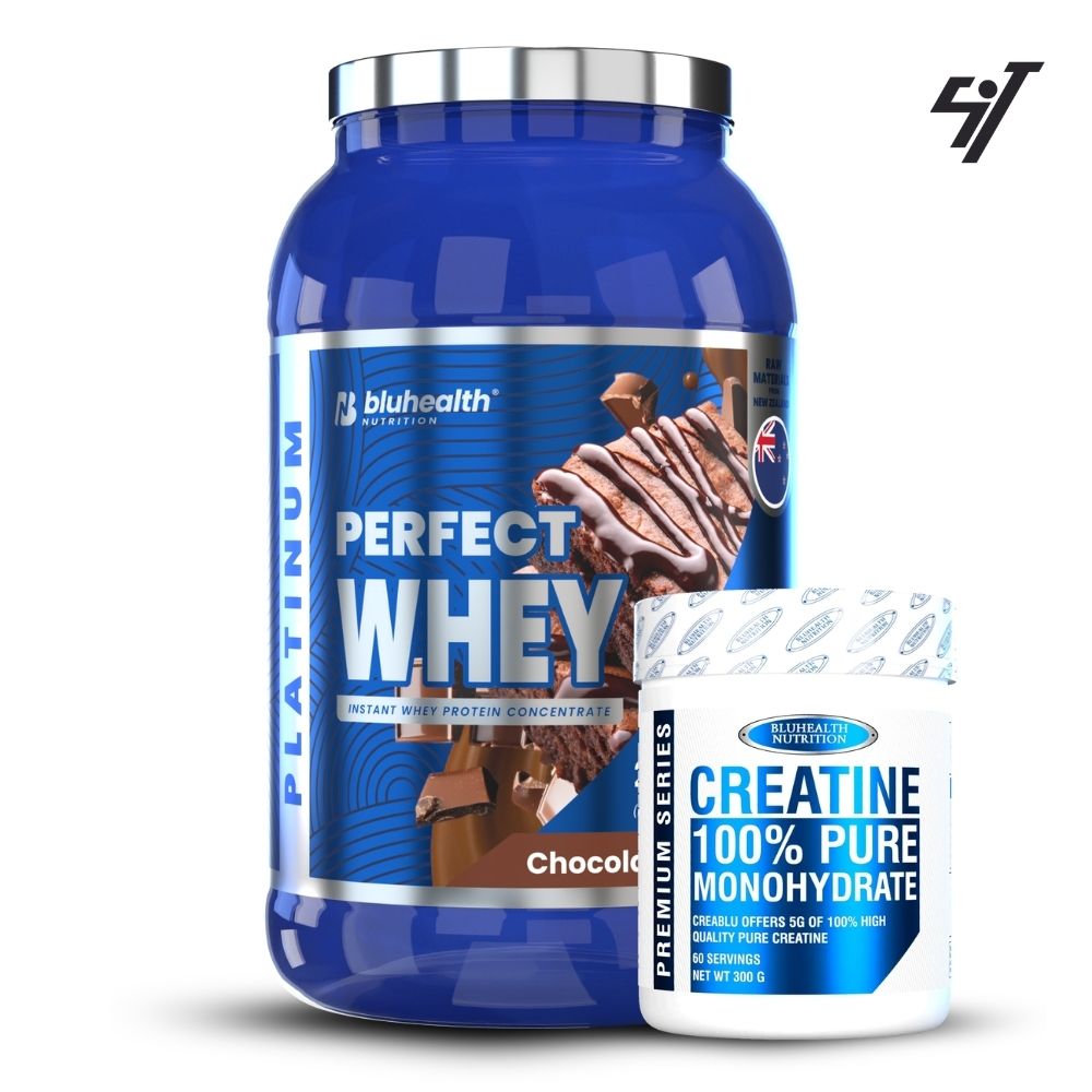PERFECT WHEY PLATINUM 2LB CHOCOLATE+CREATINA BLUHEALTH 300GR - 1