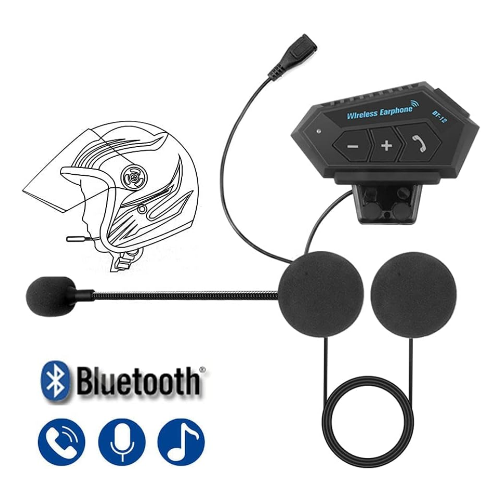 AUDÍFONOS BT12 BLUETOOTH PARA CASCO MOTO MANOS LIBRES - 1