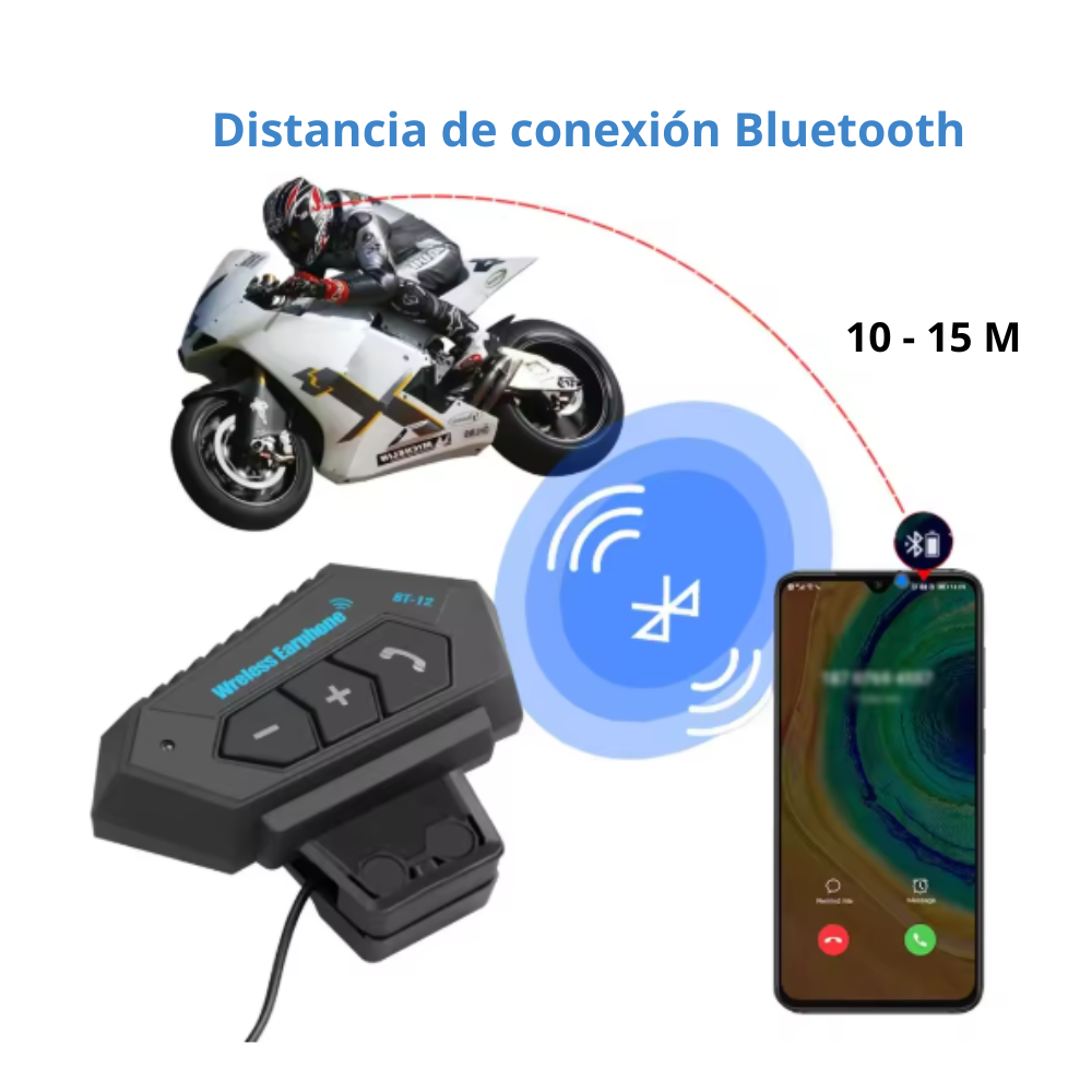 AUDÍFONOS BT12 BLUETOOTH PARA CASCO MOTO MANOS LIBRES - 2