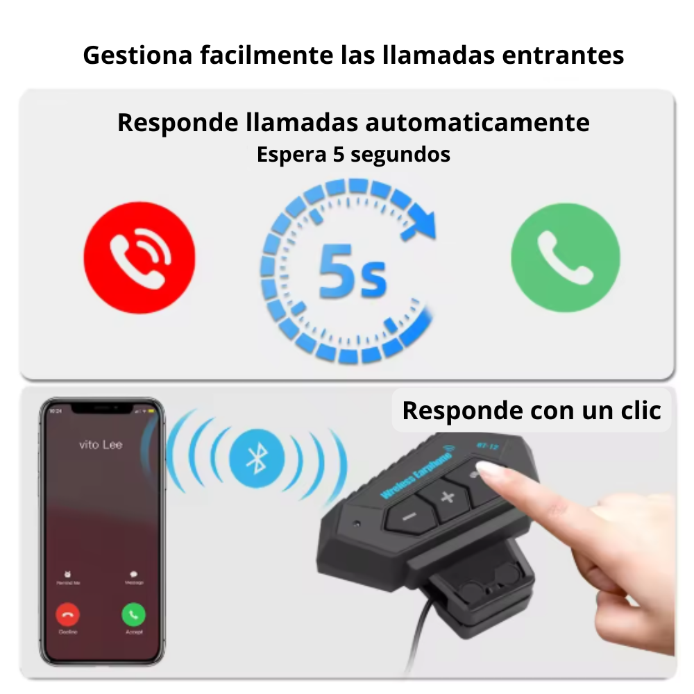 AUDÍFONOS BT12 BLUETOOTH PARA CASCO MOTO MANOS LIBRES - 3