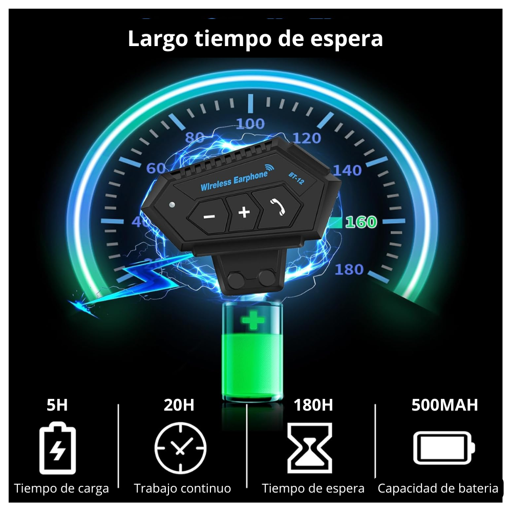AUDÍFONOS BT12 BLUETOOTH PARA CASCO MOTO MANOS LIBRES - 5