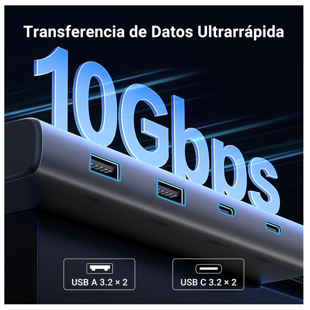 ADAPTADOR UGREEN HUB REVODOK 8 EN 1 HDMI DP 4K 60HZ USB TIPO-C - 3