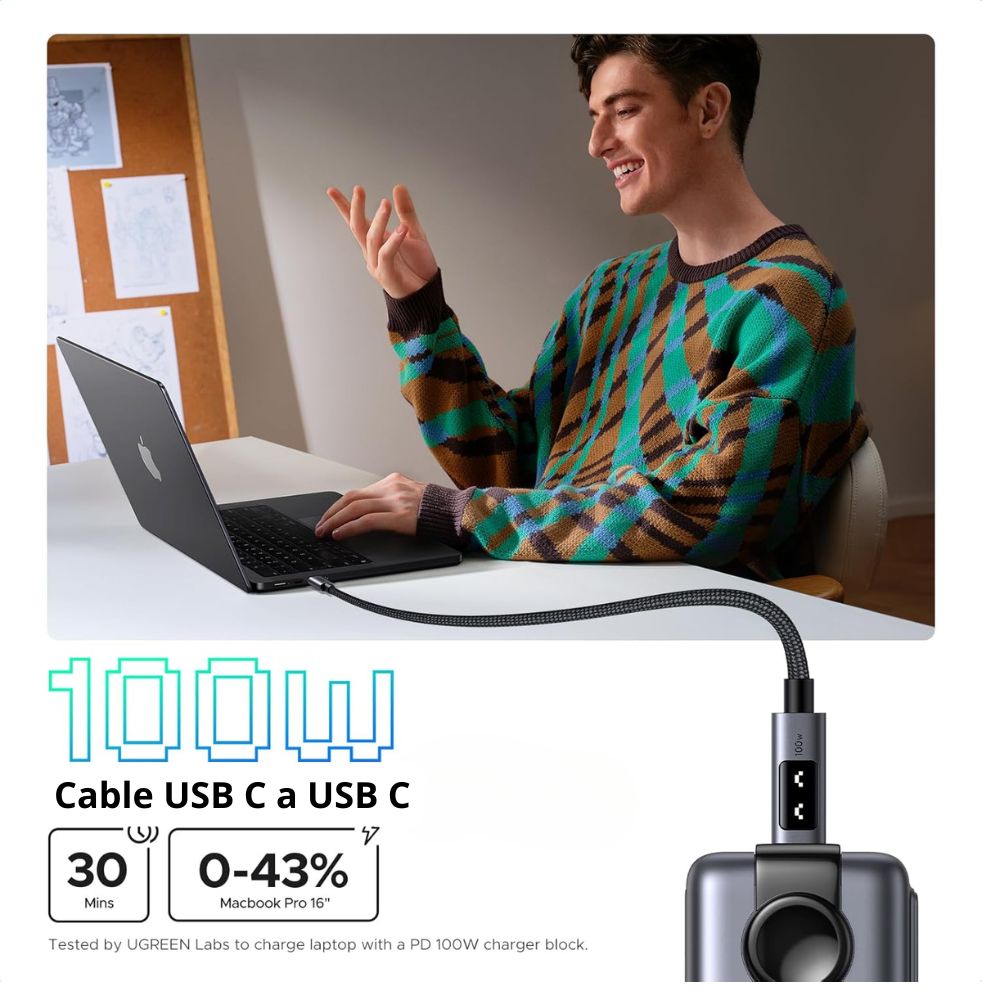 CABLE CARGADOR CARGA RAPIDA 100W USB-C A USB-C UGREEN - 2