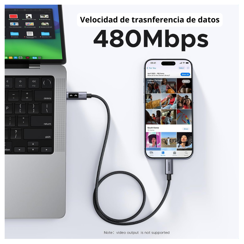CABLE CARGADOR CARGA RAPIDA 100W USB-C A USB-C UGREEN - 4