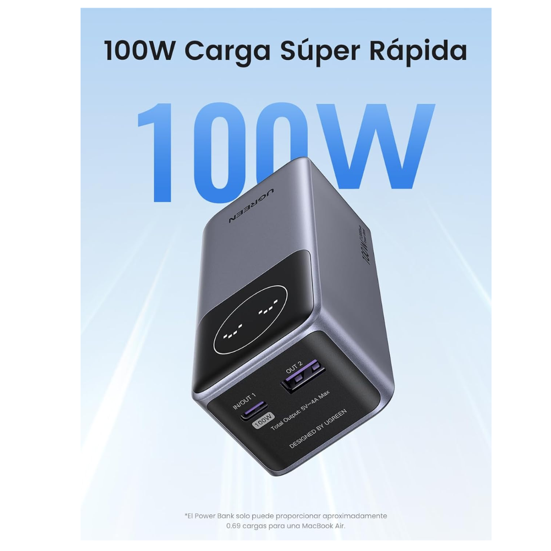 UGREEN POWER BANK 12,000MAH 100W CARGA RAPIDA LAPTOP CELULAR - 2