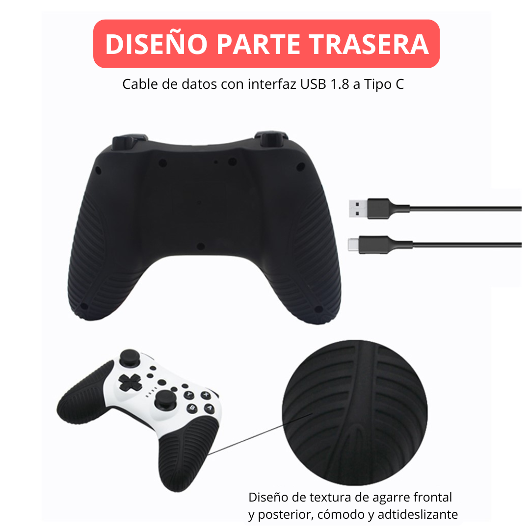 MANDO JOYSTICK CONTROL PRO INALÁMBRICO PARA PC SWITCH OLED LITE - FUNCIÓN TURBO GIROSCOPIO Y VIBRACIÓN HS-SW510 - 8