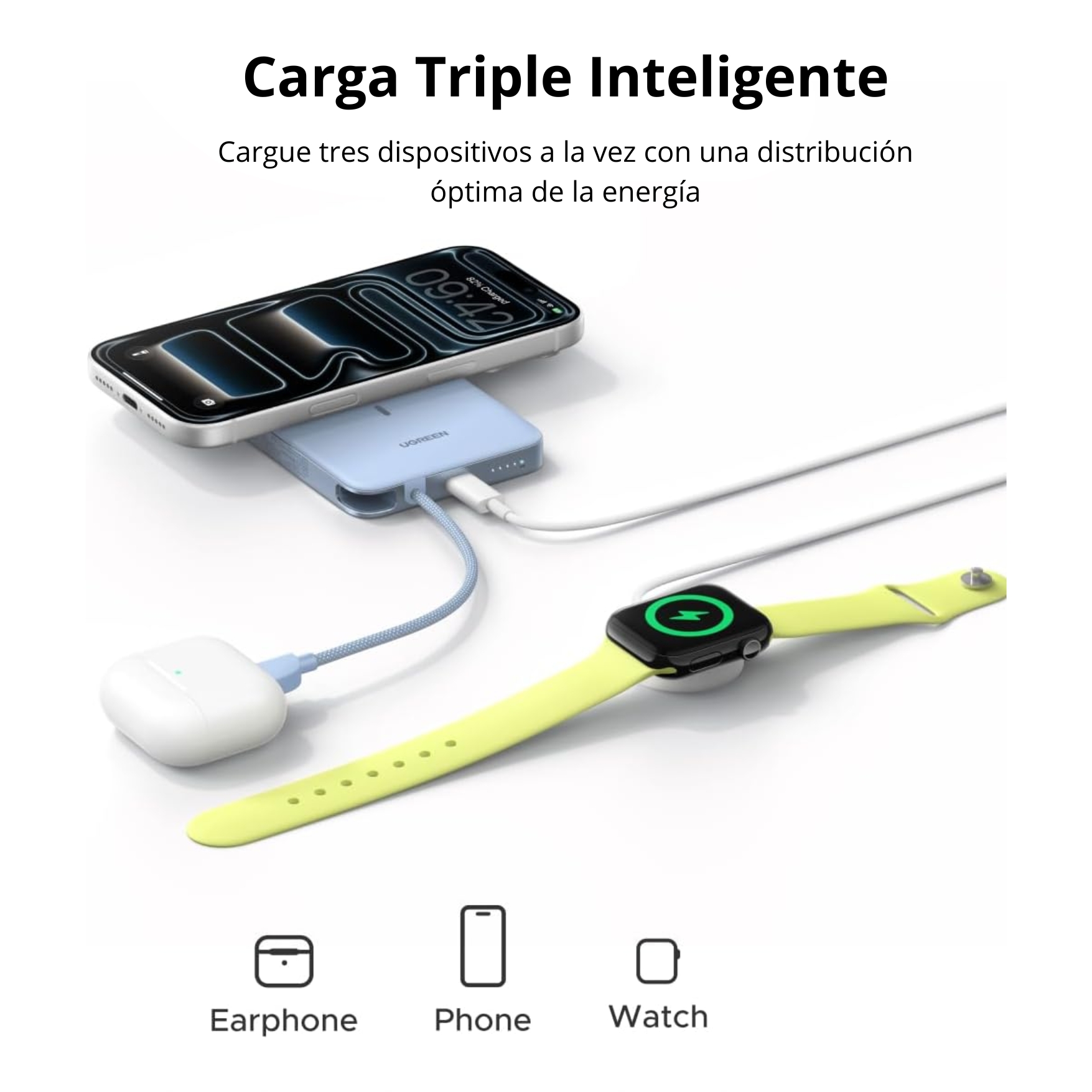 POWER BANK UGREEN 30W CARGADOR INALÁMBRICO QI2 MAGFLOW DE 15W UGREEN PARA SAMSUNG XIOAMI HONOR - 4