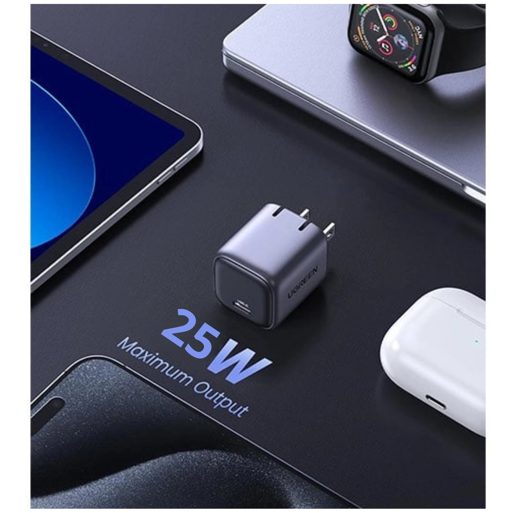 CARGADOR UGREEN TYPE C 25W GAN PD CARGA RAPIDA UGREEN X517 - 75955 PARA IPAD XIAOMI SAMSUNG OPPO - 2