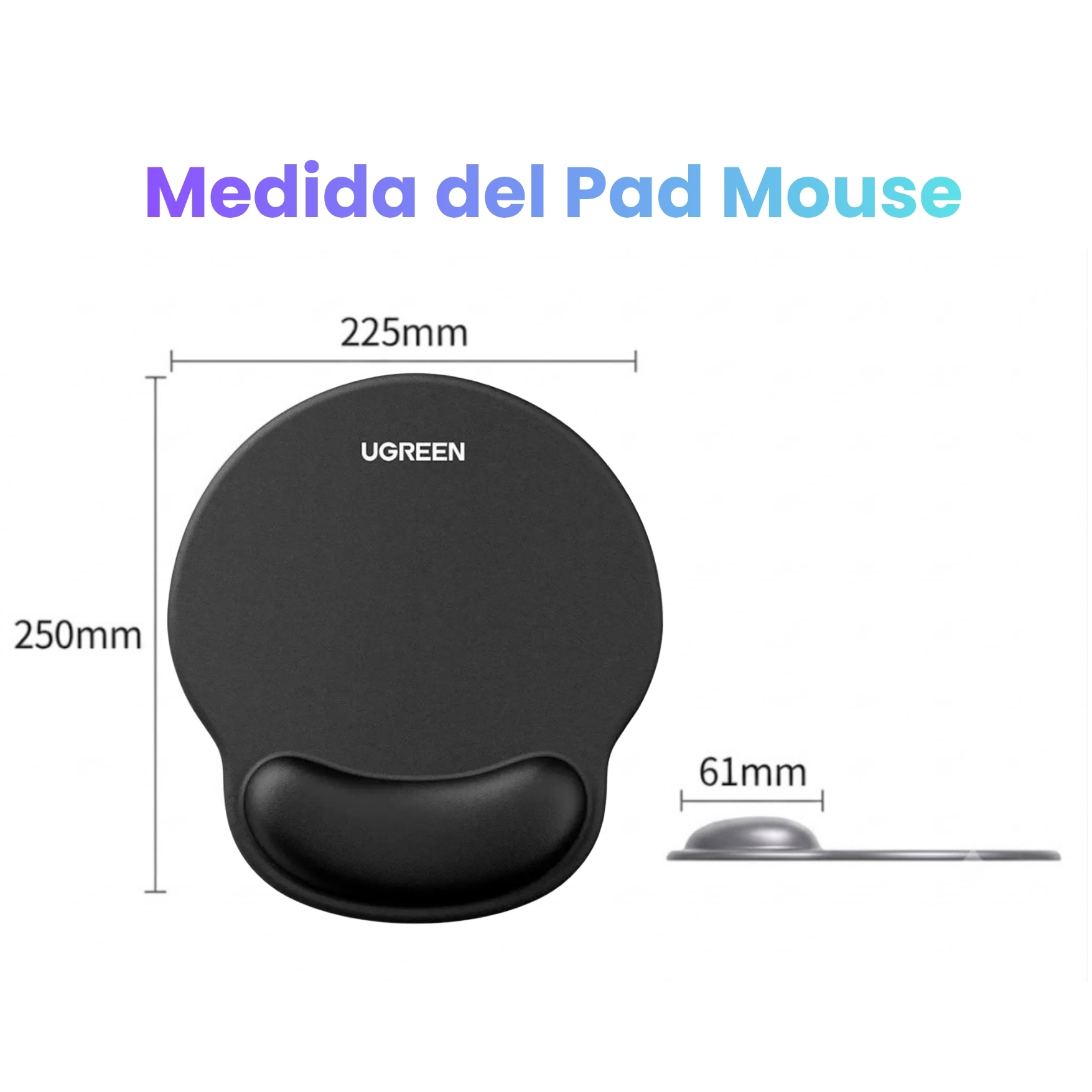 MOUSE PAD UGREEN CON SOPORTE GEL ERGONÓMICO Y ANTIDESLIZANTE CALIDAD PREMIUN LP668 25245 NEGRO - 3