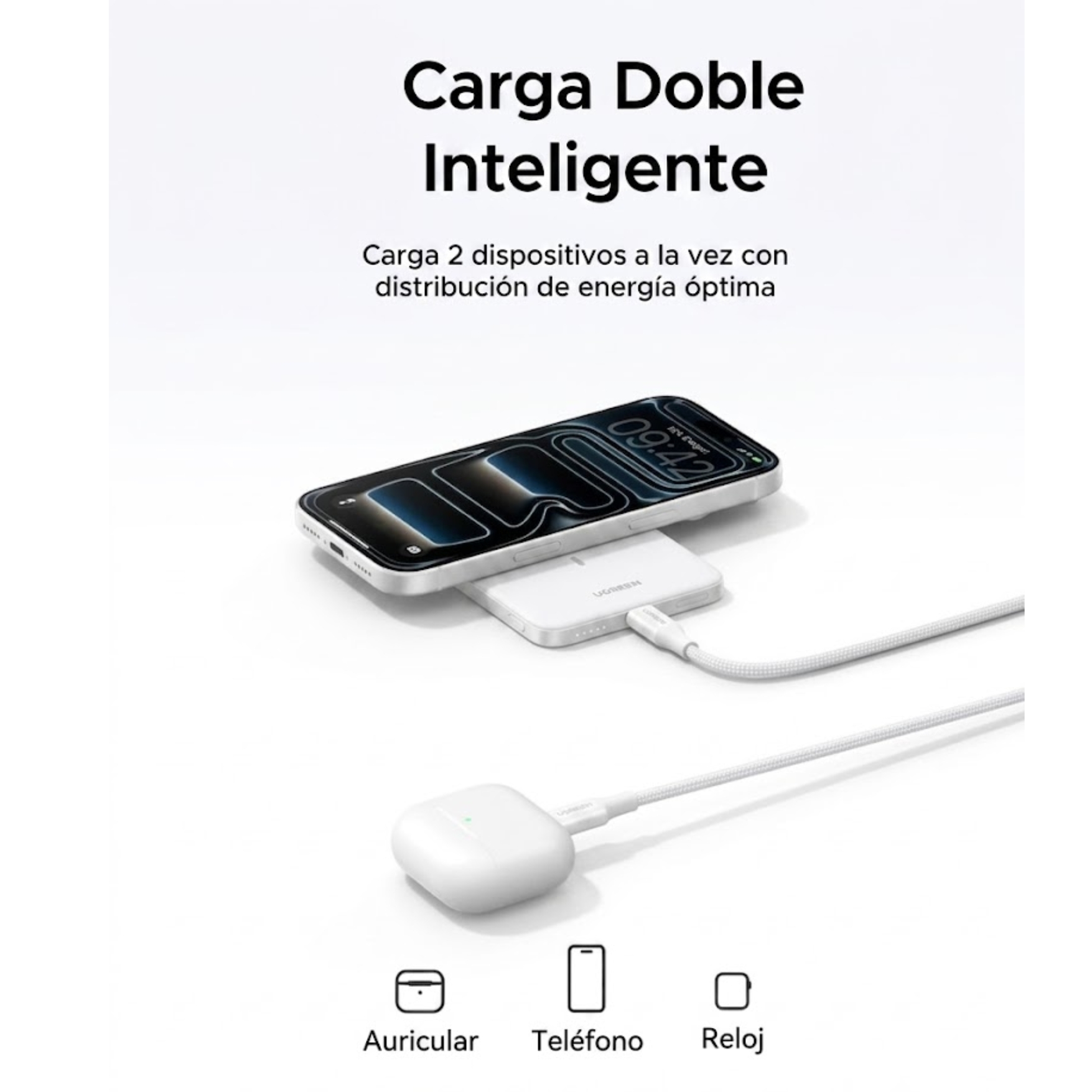 POWER BANK UGREEN MAGFLOW AIR QI2 15W ULTRADELGADO 5000MAH 20W COMPATIBLE CON MAGSAFE PARA IPHONE - 5