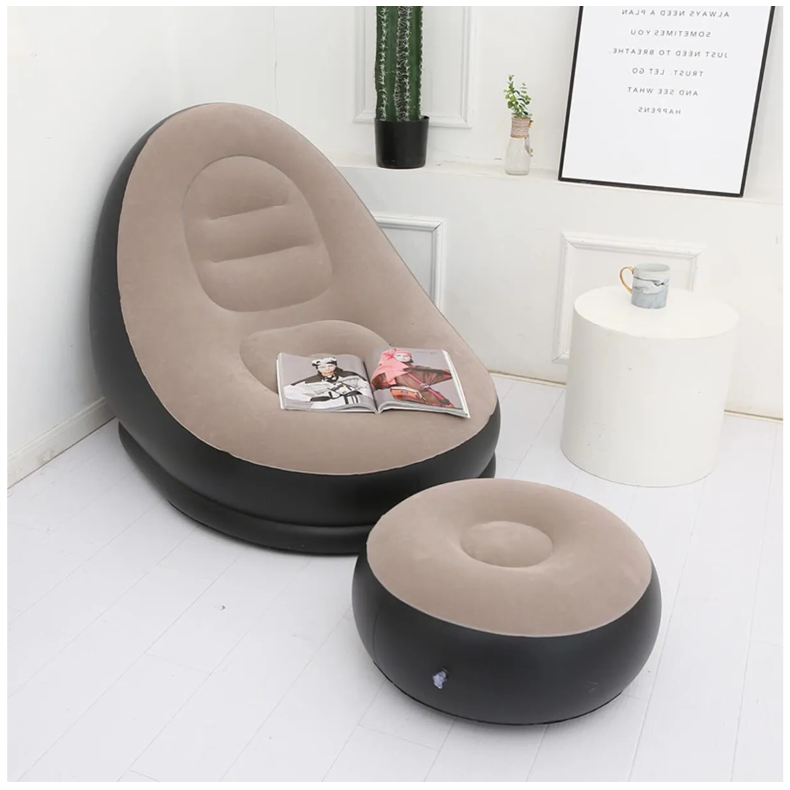 SOFA PUFF MUEBLE INFLABLE CON REPOSA PIES COMODO PARA HOGAR JARDIN BALCON Y OFICINA - 4