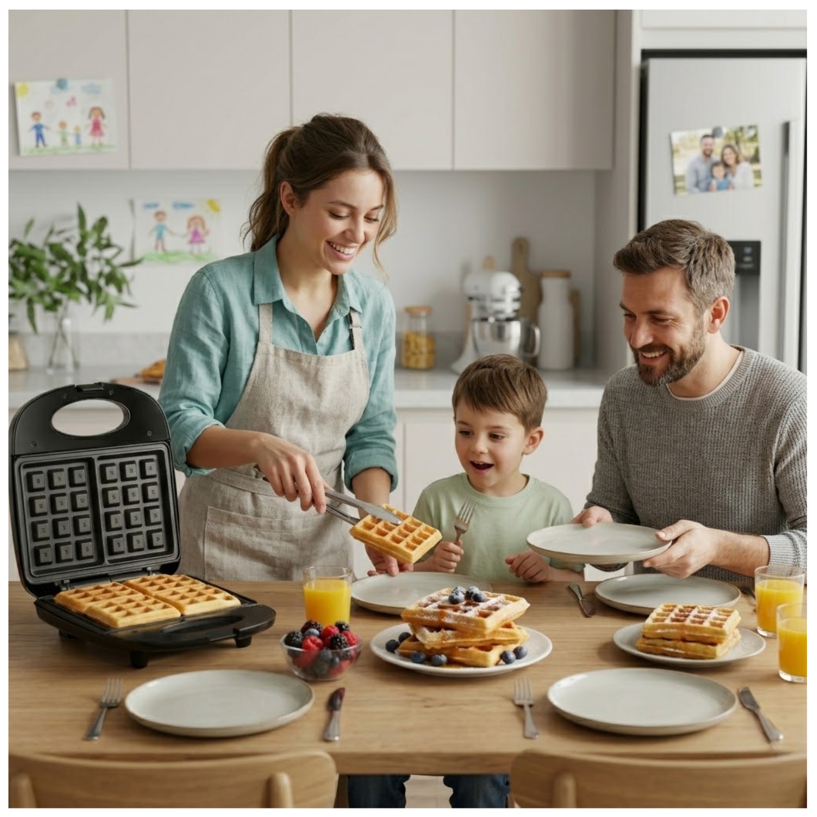 WAFFLERA ELÉCTRICA ANTIADHERENTE 1000W MAQUINA WAFLERA DESAYUNOS JAMAKY - 6