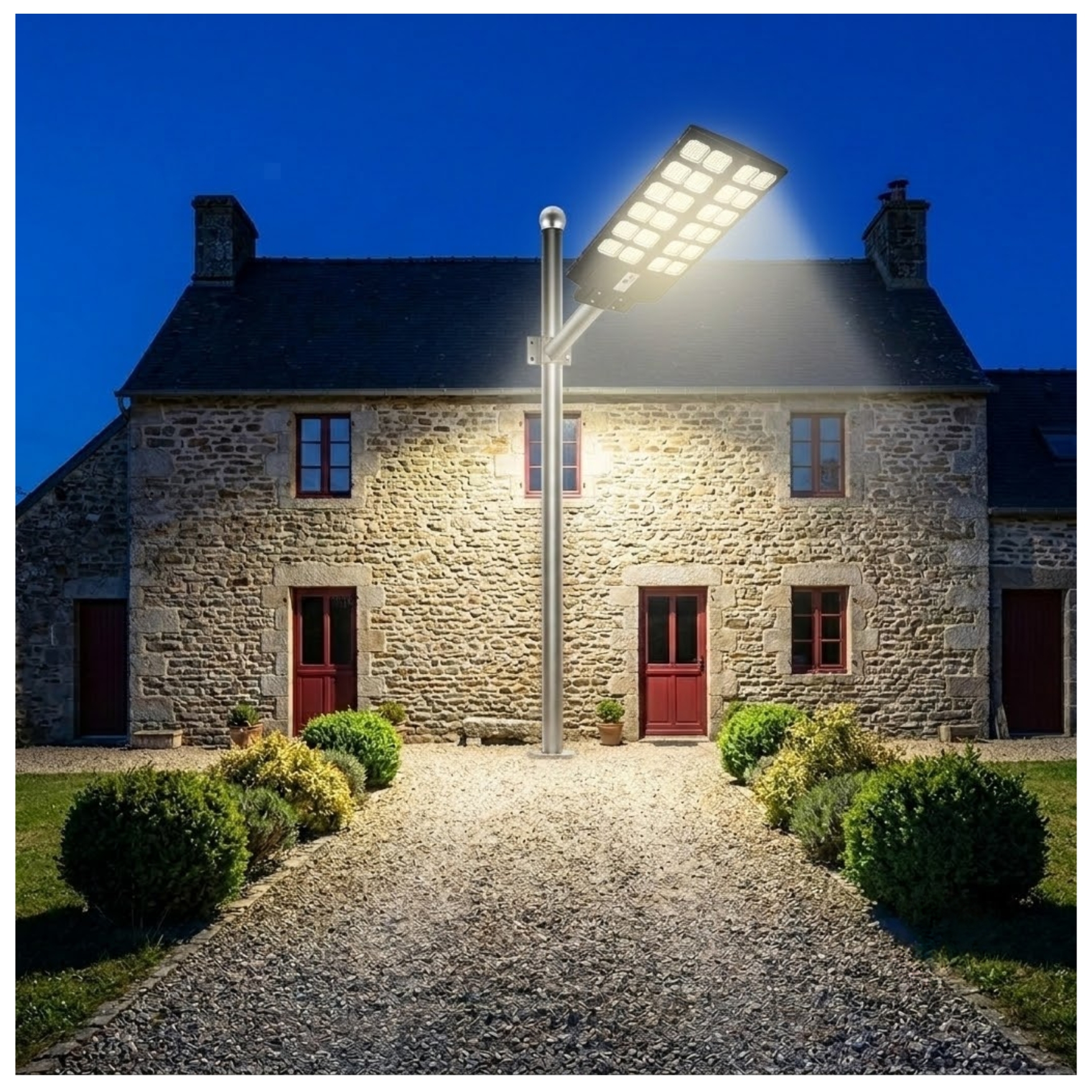 REFLECTOR FAROLA LUZ LED CON PANEL SOLAR LAMPARA ILUMINACIÓN SOLAR 600W + SOPORTE CONTROL REMOTO - 6
