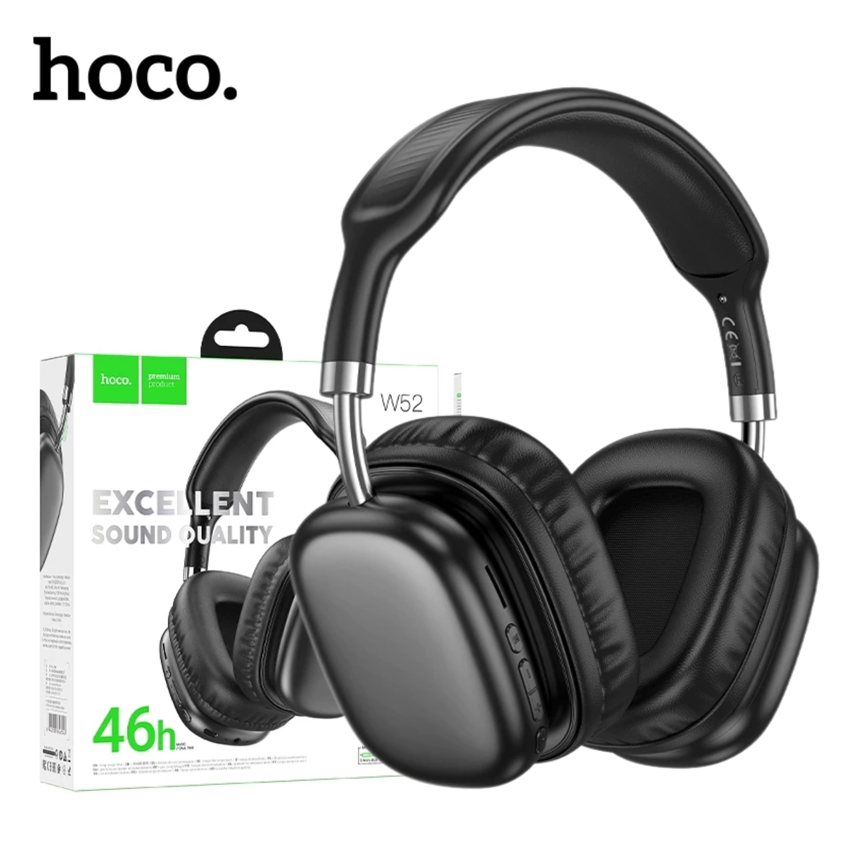 AUDÍFONO DE VINCHA INALÁMBRICO HOCO W52 46 HORAS MUSICA BLUETOOTH ESTÉREO NEGRO - 3