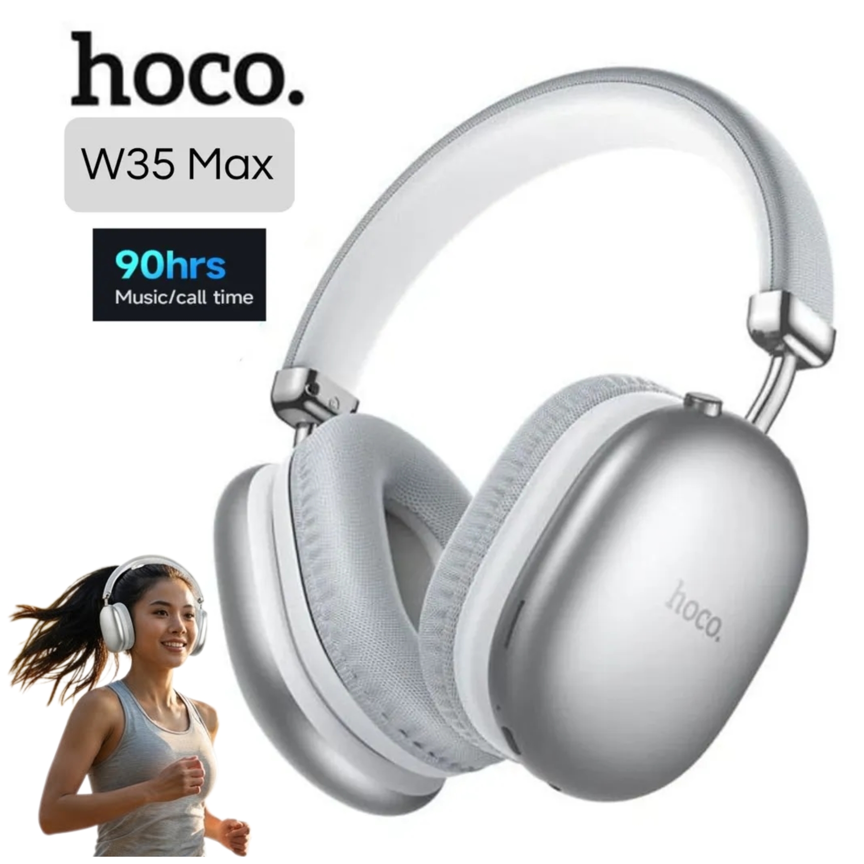 AUDIFONO BLUETOOTH HOCO W35 MAX INALÁMBRICO DE VINCHA 90 HORAS BATERÍA OVER EAR - 1