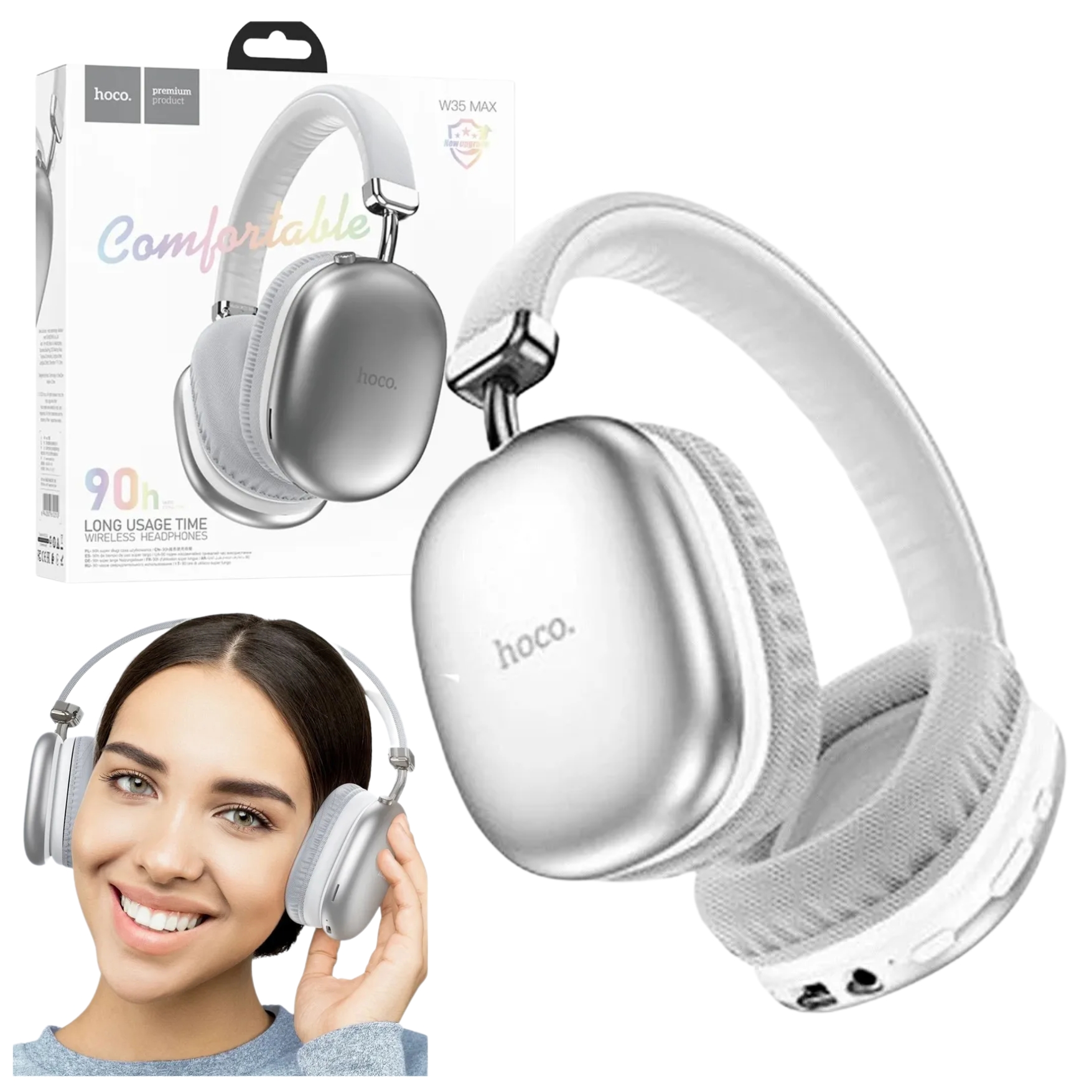 AUDIFONO BLUETOOTH HOCO W35 MAX INALÁMBRICO DE VINCHA 90 HORAS BATERÍA OVER EAR - 2