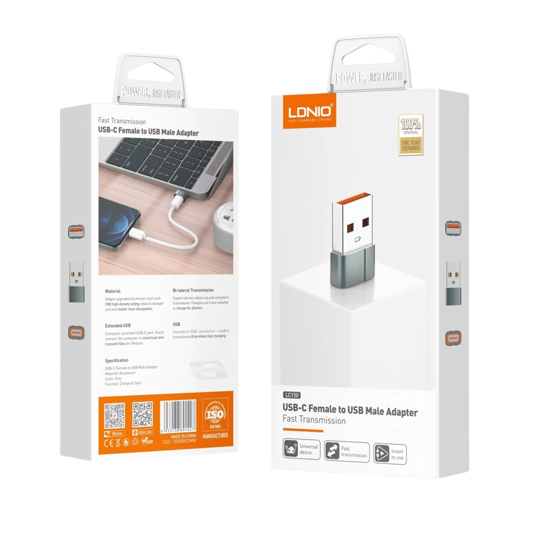 ADAPTADOR OTG PORTÁTIL USB-C HEMBRA A USB-A MACHO LDNIO LC150 - 7