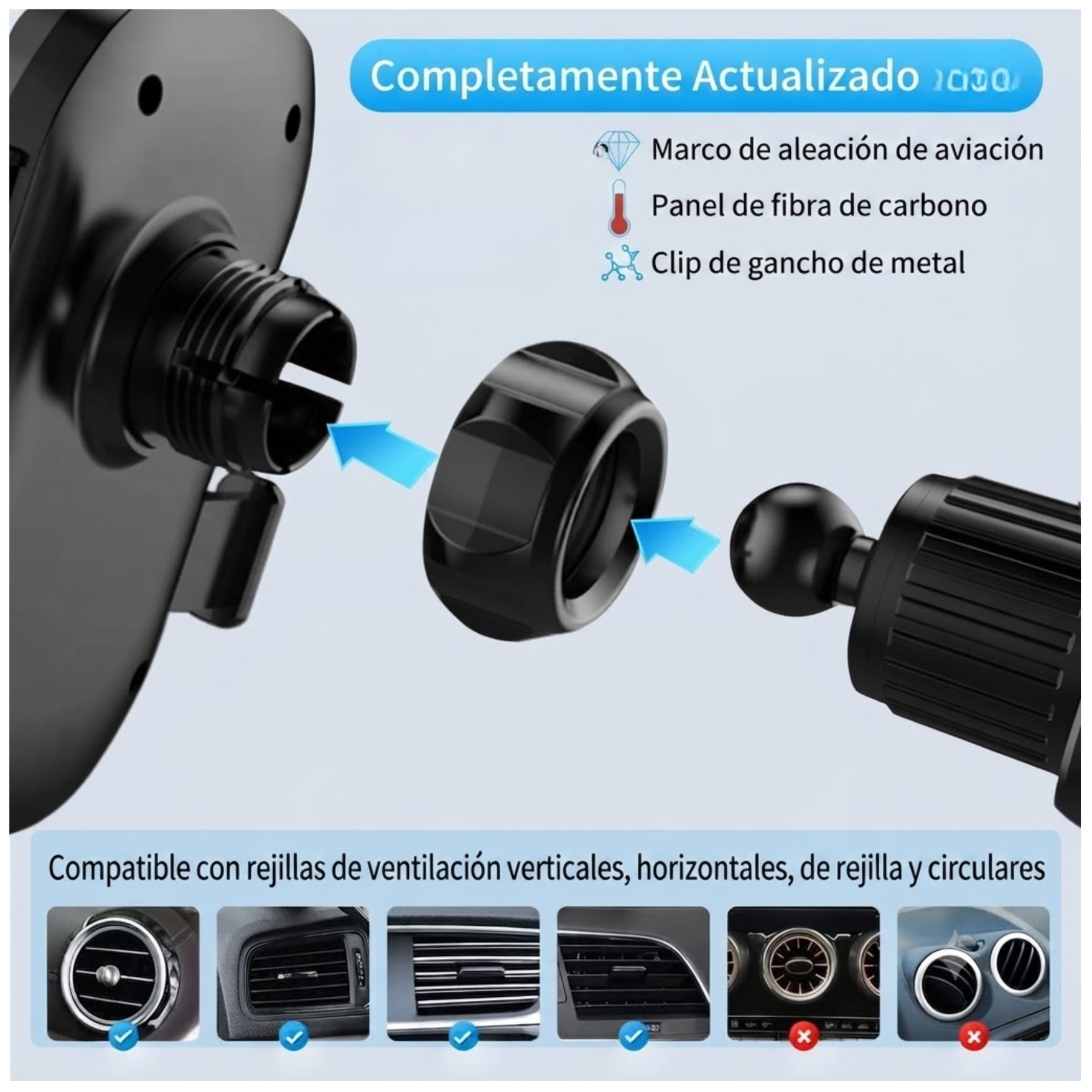 HOLDER DE CELULAR PARA AUTO SOPORTE CELULAR PARA REJILLAS DE AUTO BRYSOON H22 - 3