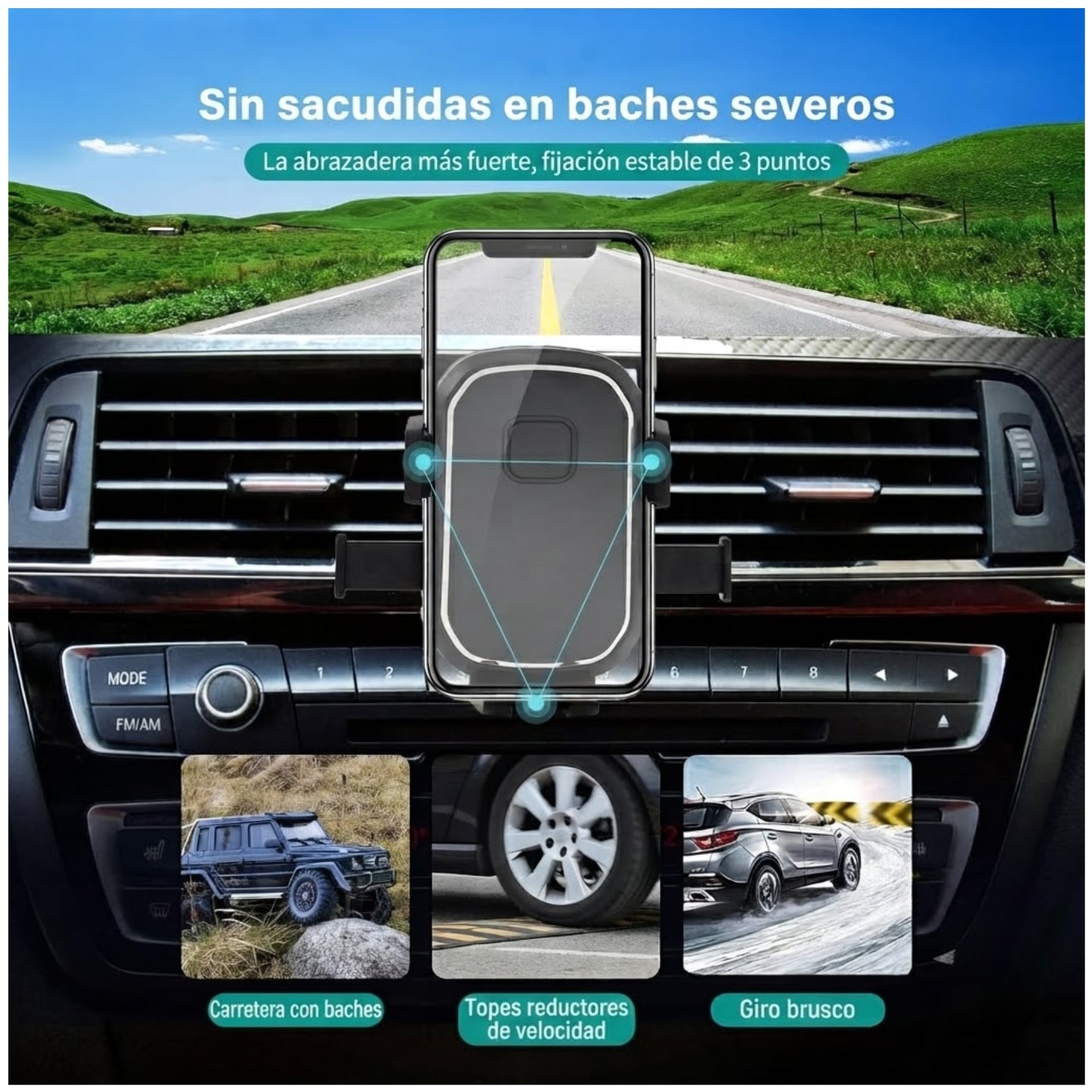 HOLDER DE CELULAR PARA AUTO SOPORTE CELULAR PARA REJILLAS DE AUTO BRYSOON H22 - 4