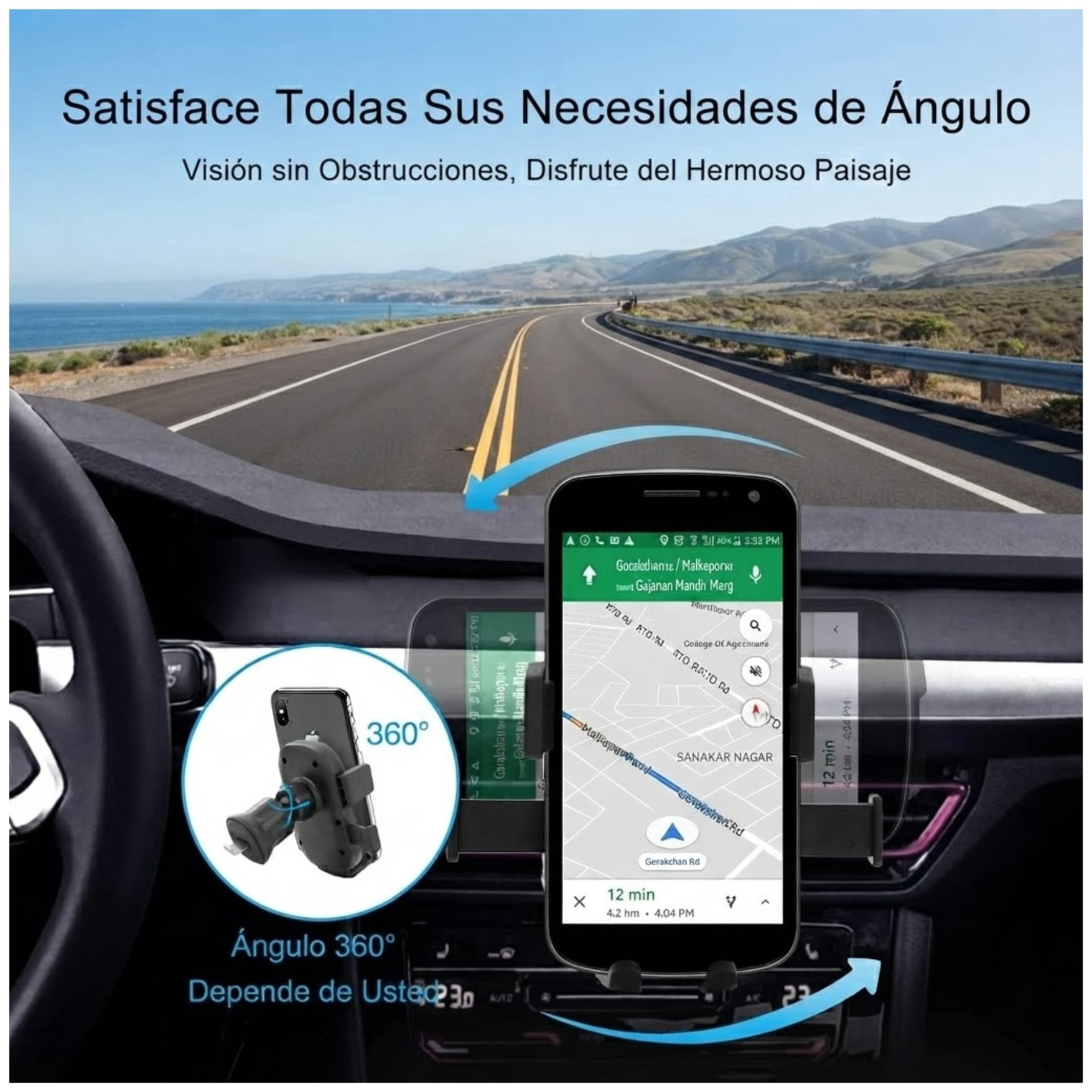 HOLDER DE CELULAR PARA AUTO SOPORTE CELULAR PARA REJILLAS DE AUTO BRYSOON H22 - 5