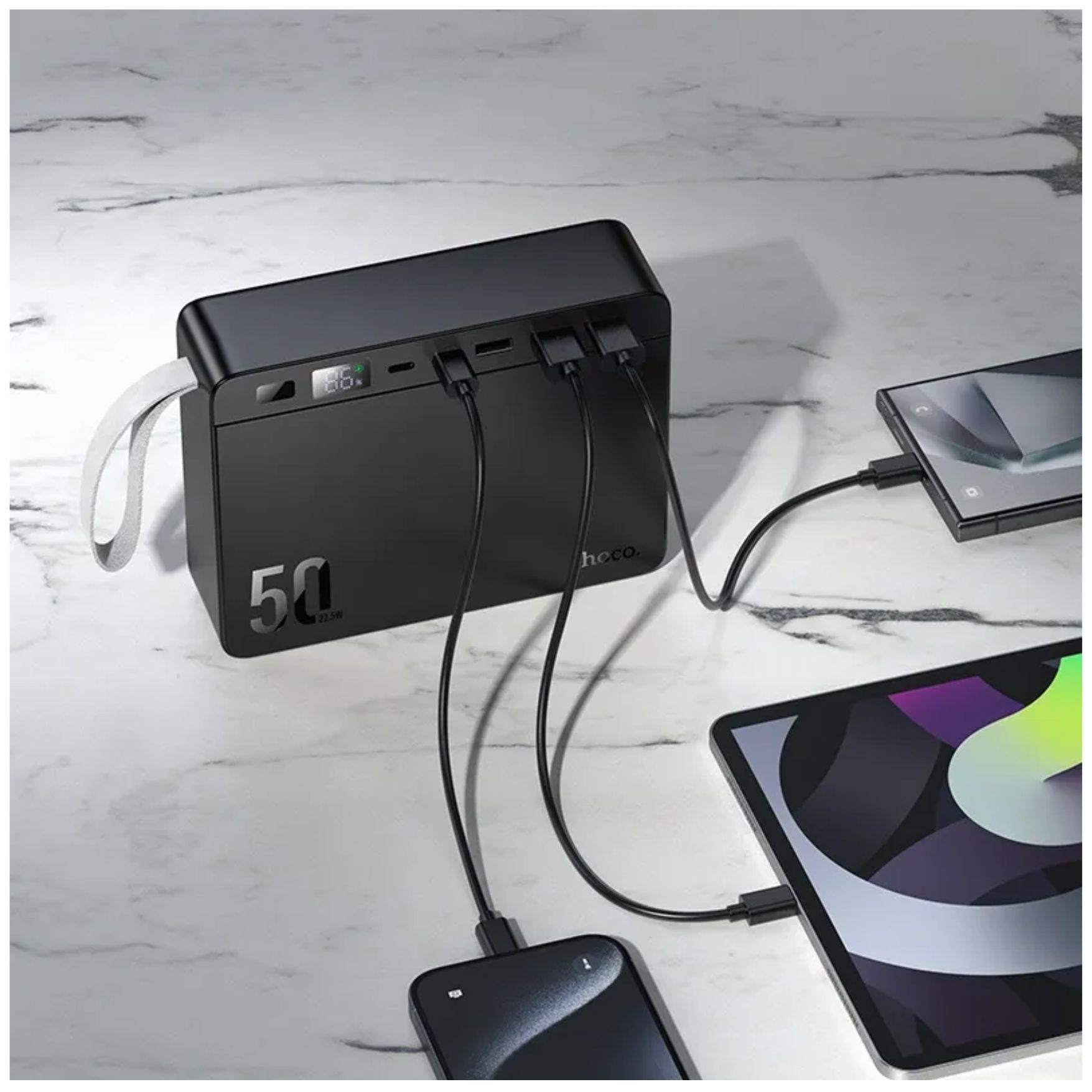 POWER BANK HOCO 50000MAH CARGA RAPIDA 22,5W ESTACION DE CARGA BATERIA PORTATIL PARA IPHONE XIOAMI - 5