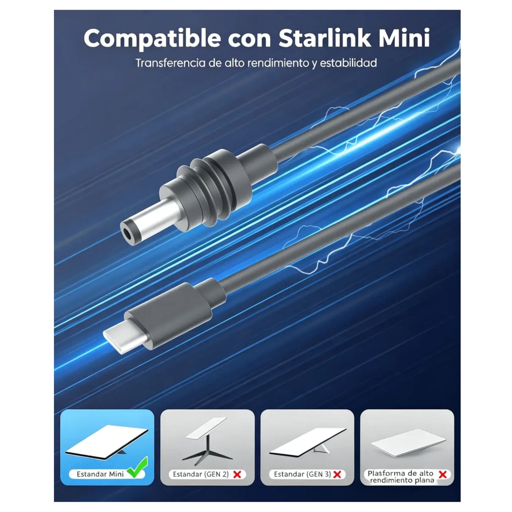 CABLE DE ALIMENTACIÓN PARA STARLINK MINI TIPO C A DC - 5 METROS - 3