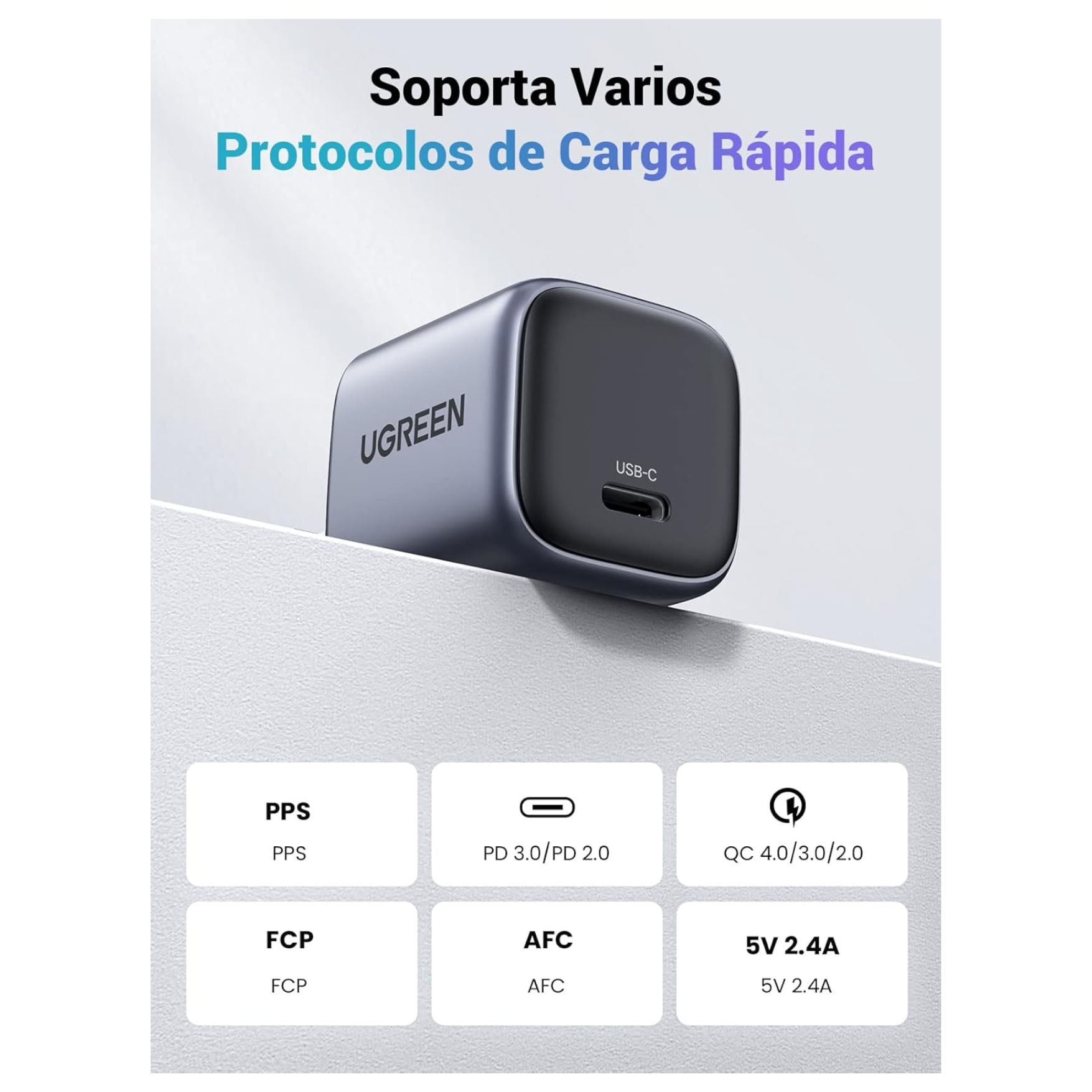 CARGADOR UGREEN TYPE C DE 30W PARA IPHONE 17, IPAD PRO PLEGABLE GAN NEXODE CARGA RAPIDA - 4
