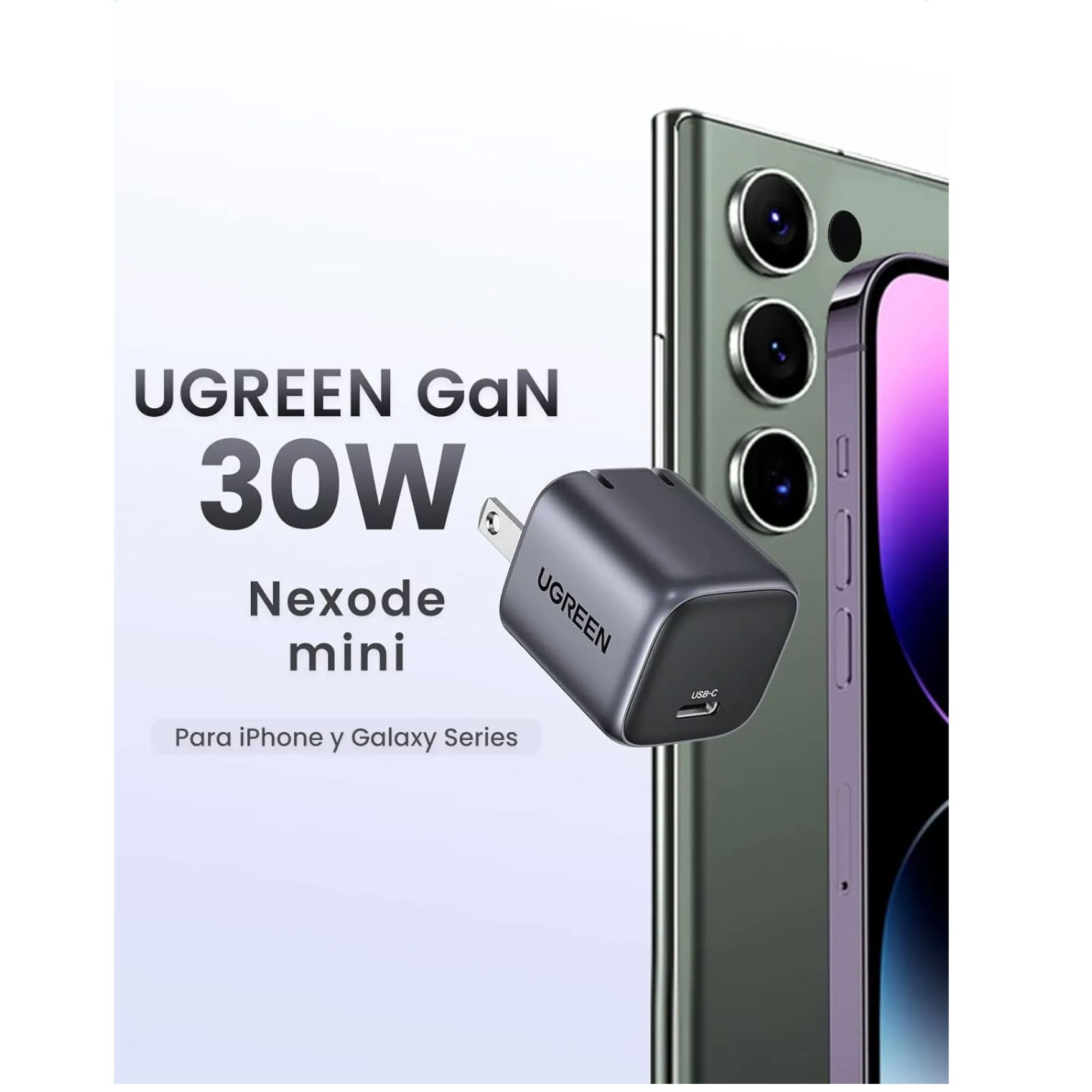 CARGADOR UGREEN TYPE C DE 30W PARA IPHONE 17, IPAD PRO PLEGABLE GAN NEXODE CARGA RAPIDA - 5