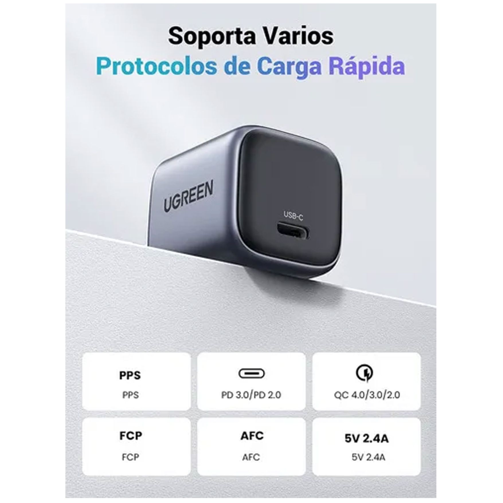 CARGADOR UGREEN TYPE C DE 30W PARA IPHONE 17, IPAD PRO PLEGABLE GAN NEXODE CARGA RAPIDA - 7