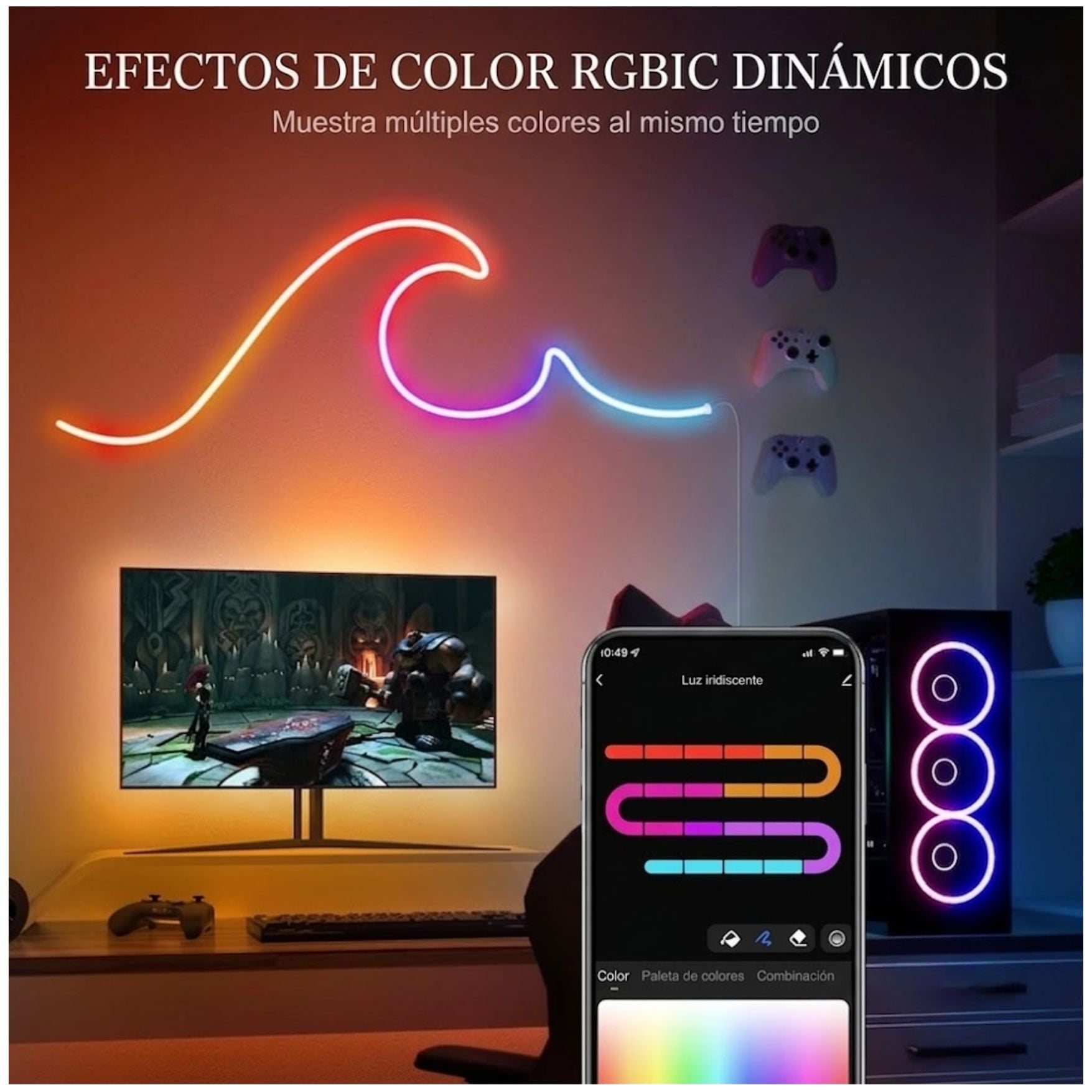 CINTA LUCES NEÓN RGB 5M BLUETOOTH APP RITMO MUSICAL Y CONTROL - 2