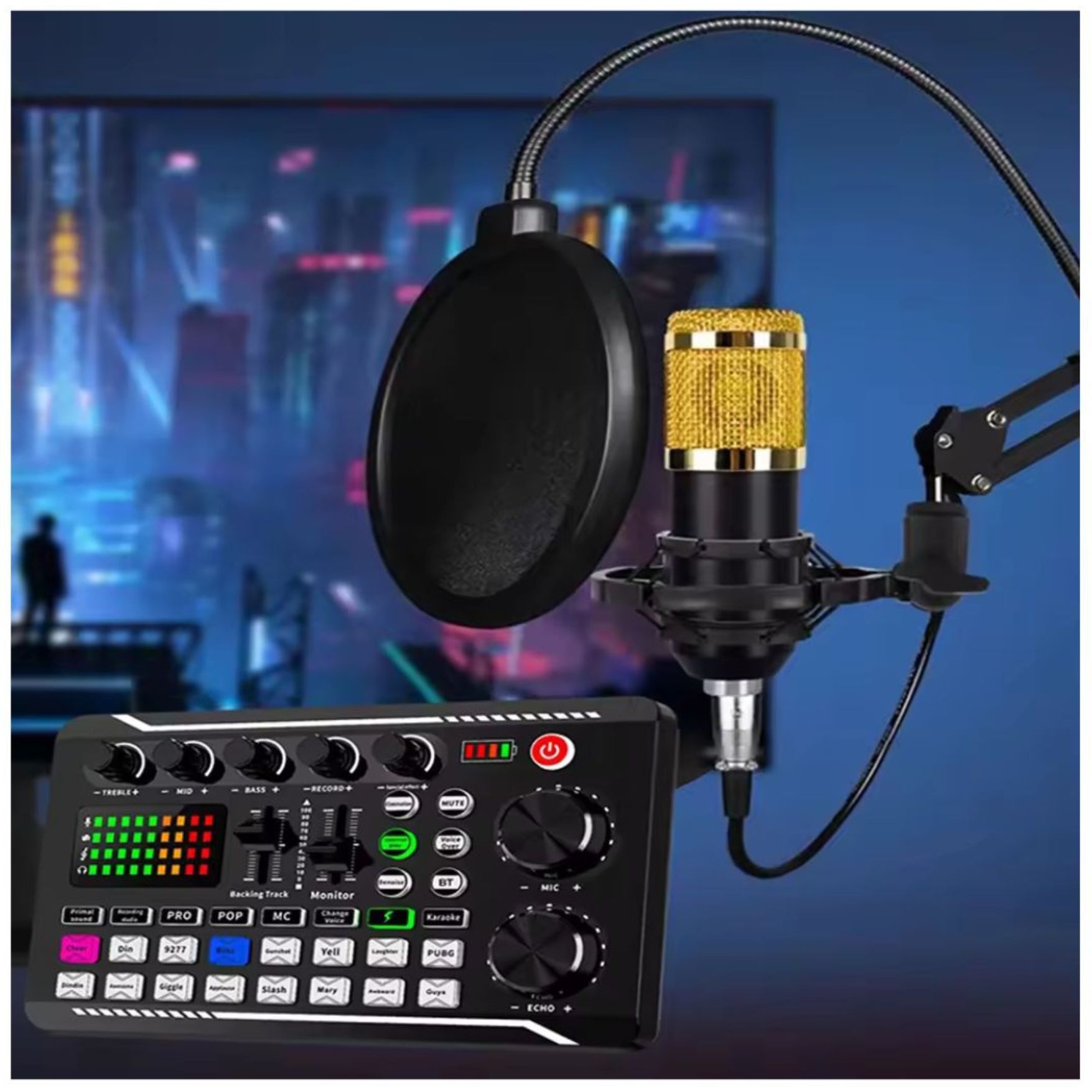 KIT MICROFONO CONDENSADOR CONSOLA MEZCLADORA DE EFECTOS SONIDO TRANSMISIONES EN VIVO F998 - PP646 - 6