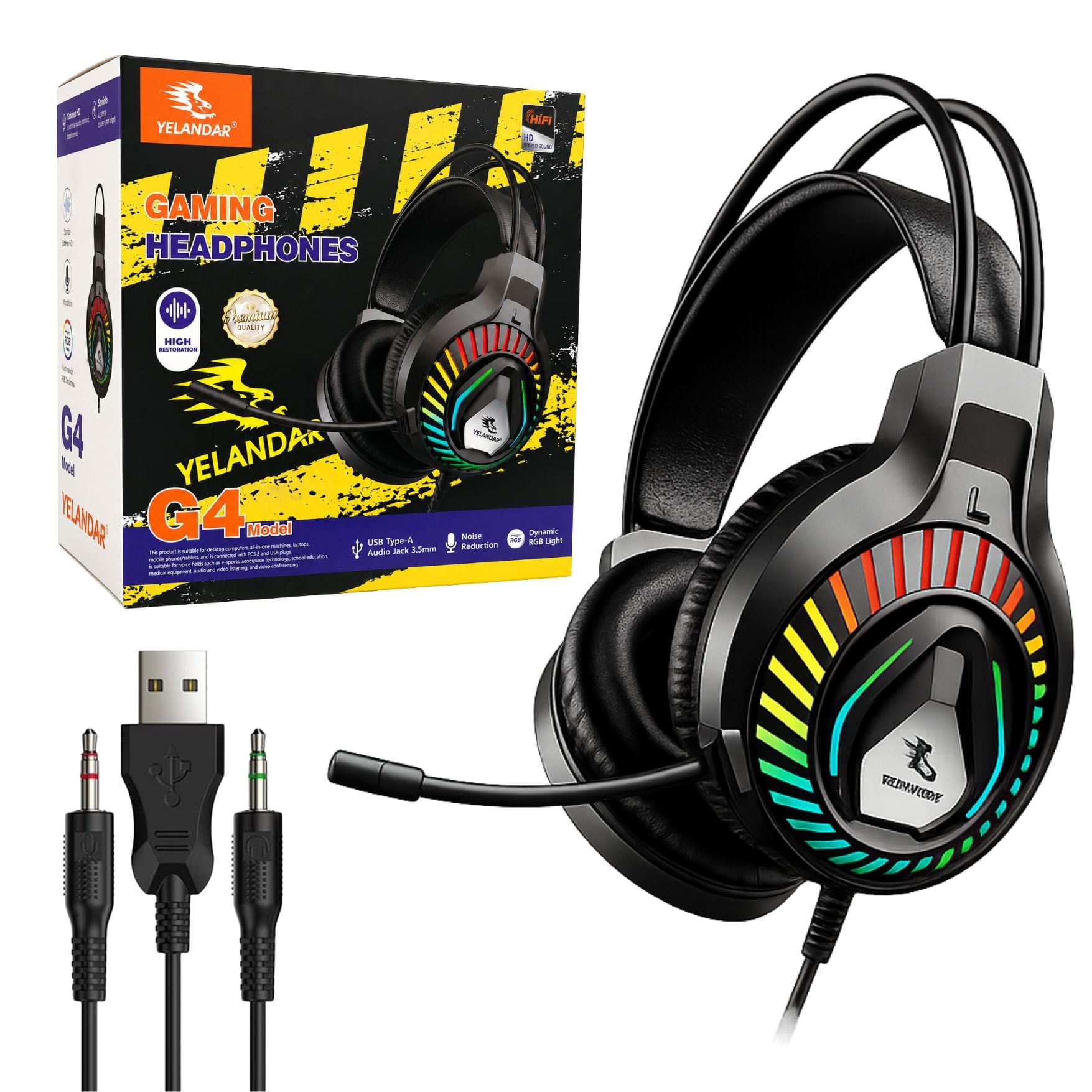 AUDIFONO GAMER CON LUCES RGB Y MICROFONO PARA PC LAPTOP PS4 SWITCH CON ENTRADA JACK 3.5MM - 2