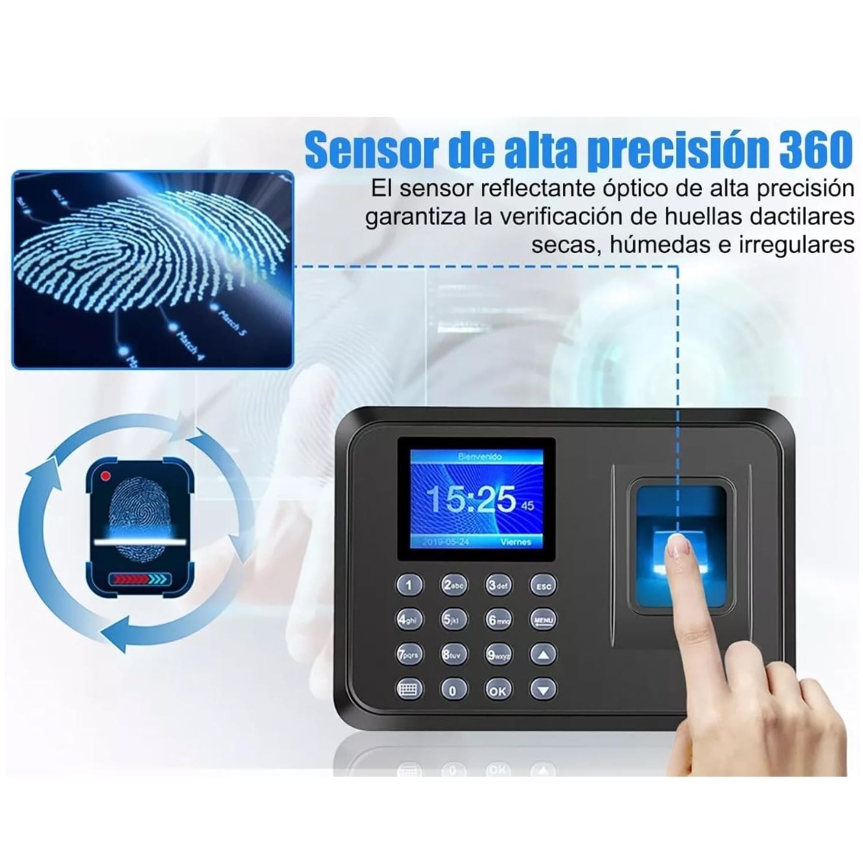 CONTROL ACCESO Y REGISTRO DE ASISTENCIA CON HUELLA DIGITAL BIOMETRICO TRABAJO OFICINA - 3