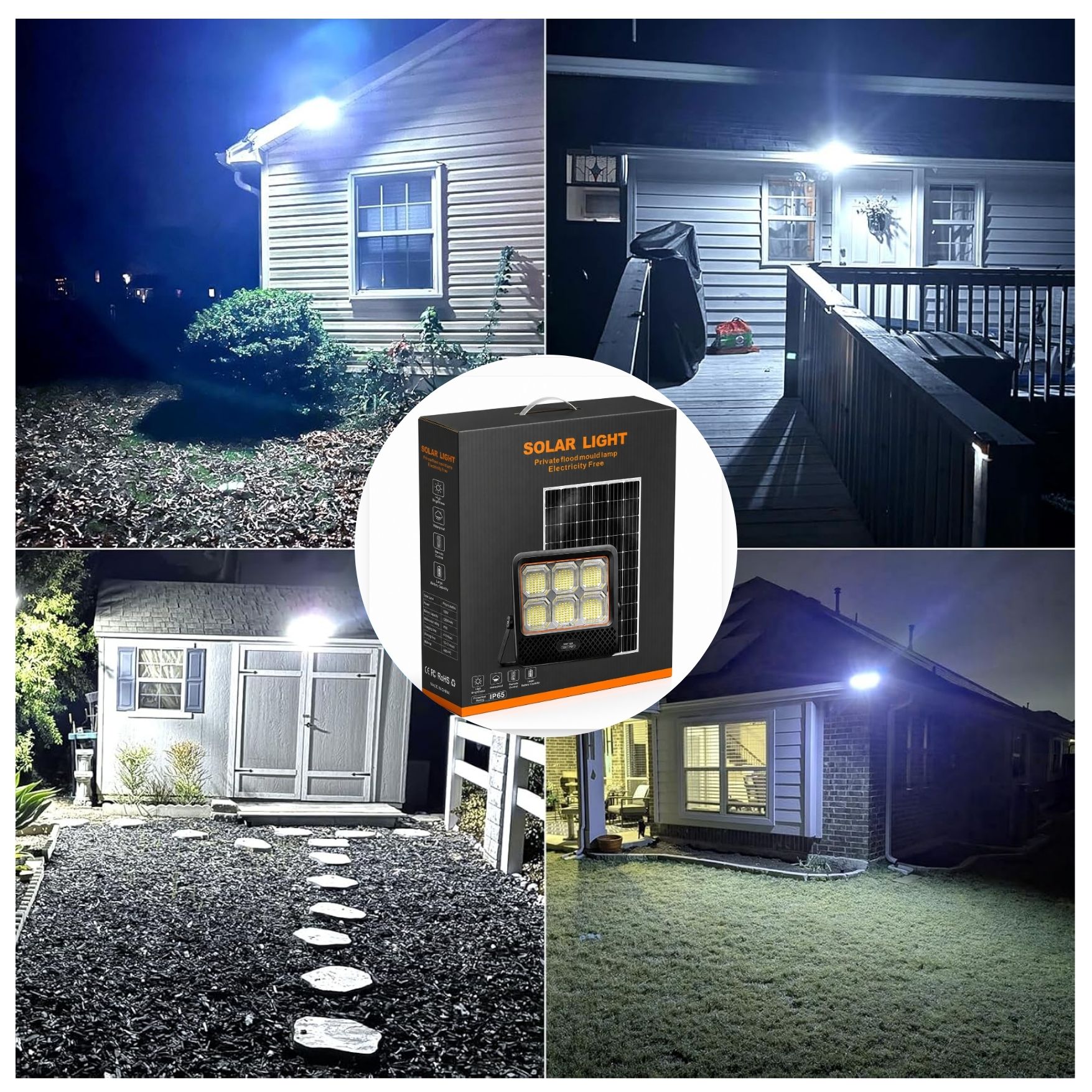 REFLECTOR FAROLA LUZ LED 600W PANEL SOLAR CON CONTROL REMOTO PARA EXTERIOR CASA DE CAMPO, JARDÍN - 5