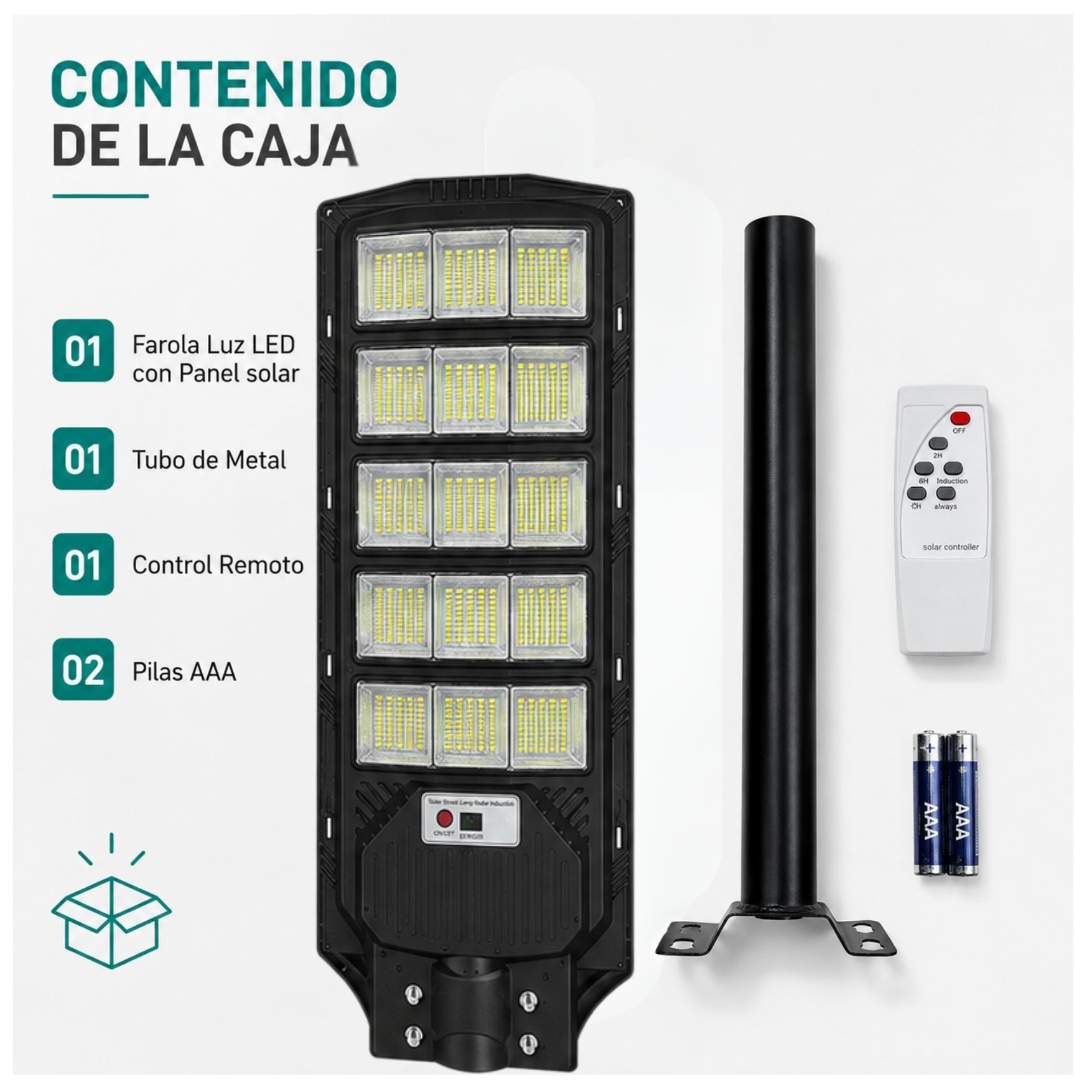 REFLECTOR FAROLA LUZ LED CON PANEL SOLAR LAMPARA ILUMINACIÓN SOLAR 500W + SOPORTE - 7