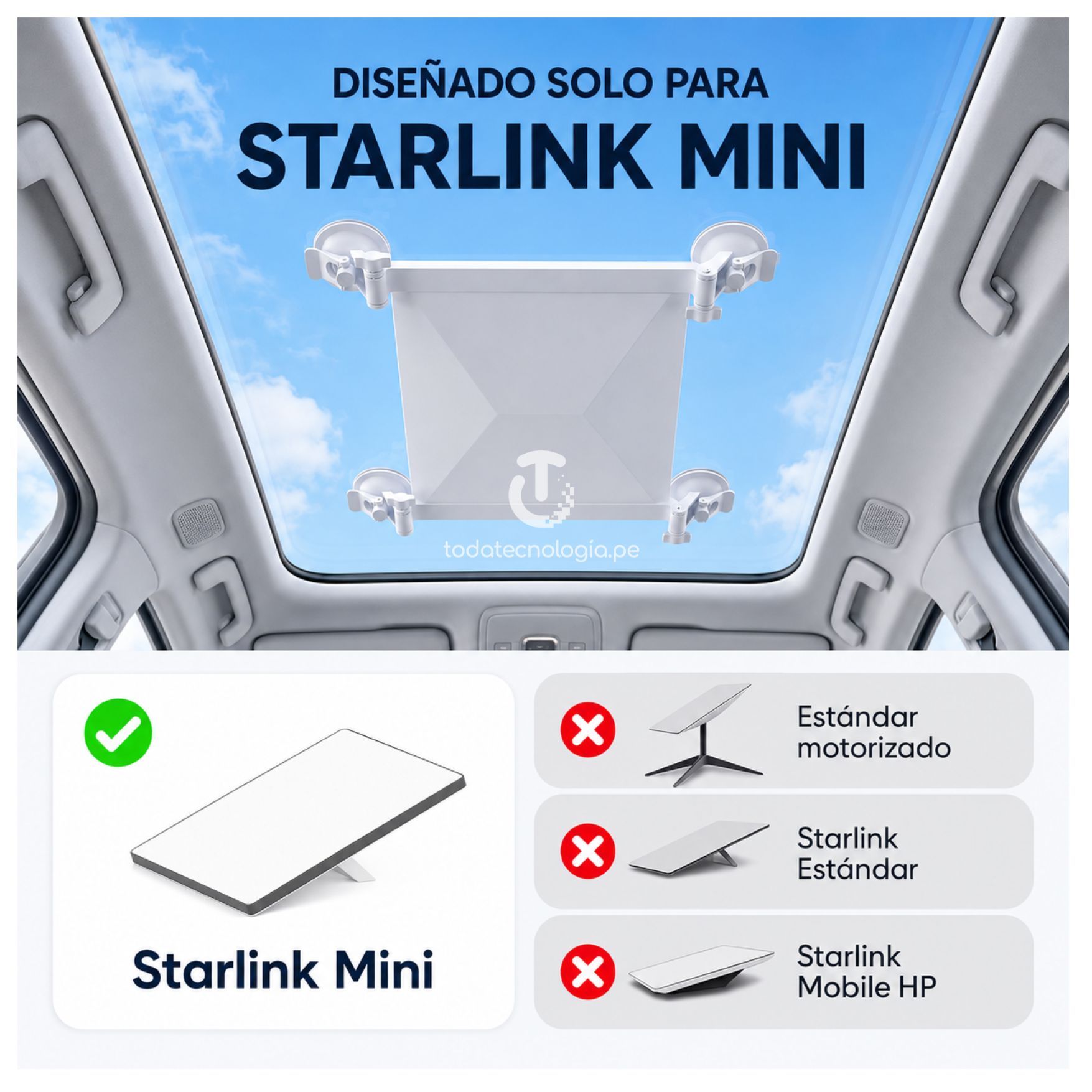 BASE SOPORTE DE ANTENA STARLINK MINI CON VENTOSA PARA CARRO AUTO, BARCOS, CAMPING Y VIAJES - 4