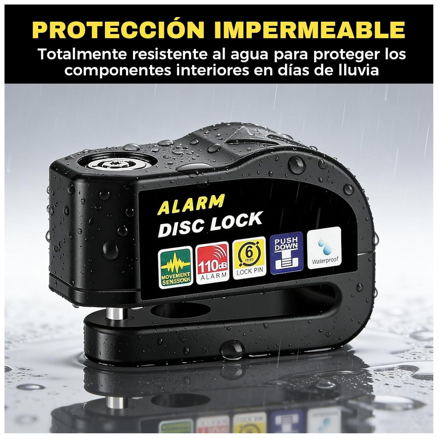 CANDADO DE DISCO ANTIROBO CON ALARMA SEGURIDAD MOTO BICICLETAS SCOOTER - 3