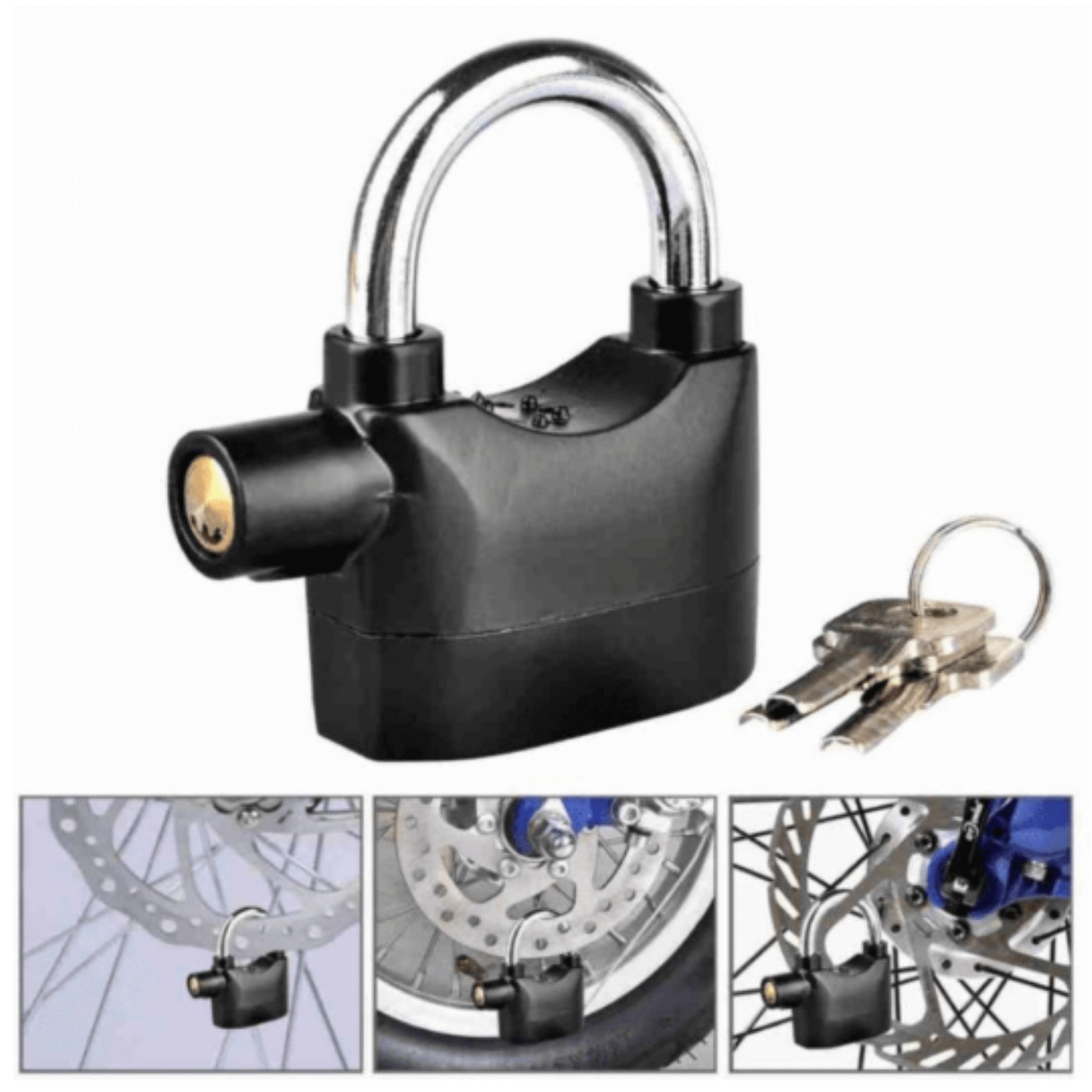 CANDADO ALARMA ANTIRROBO PARA MOTOS BICICLETAS SCOOTER - 2