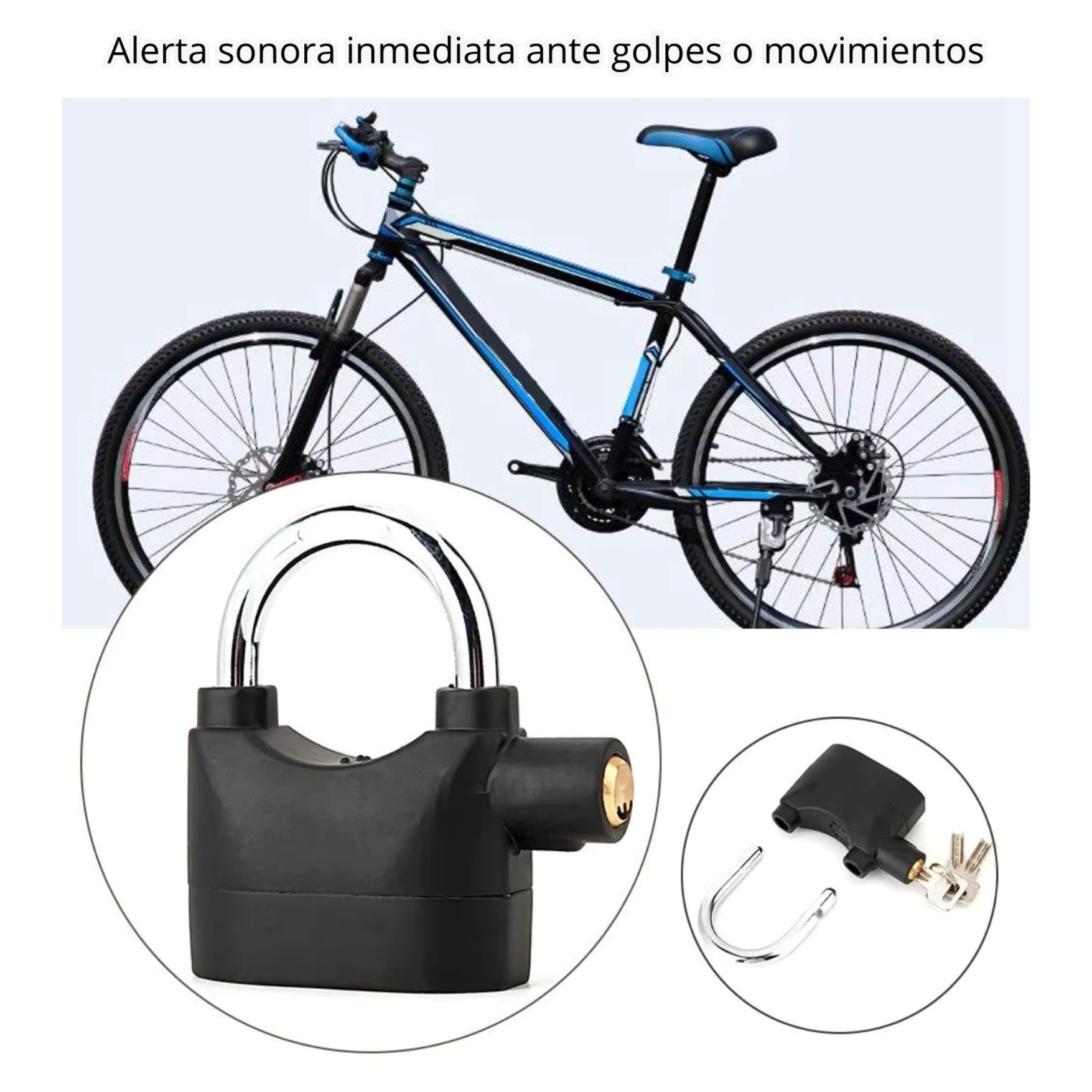 CANDADO ALARMA ANTIRROBO PARA MOTOS BICICLETAS SCOOTER - 5