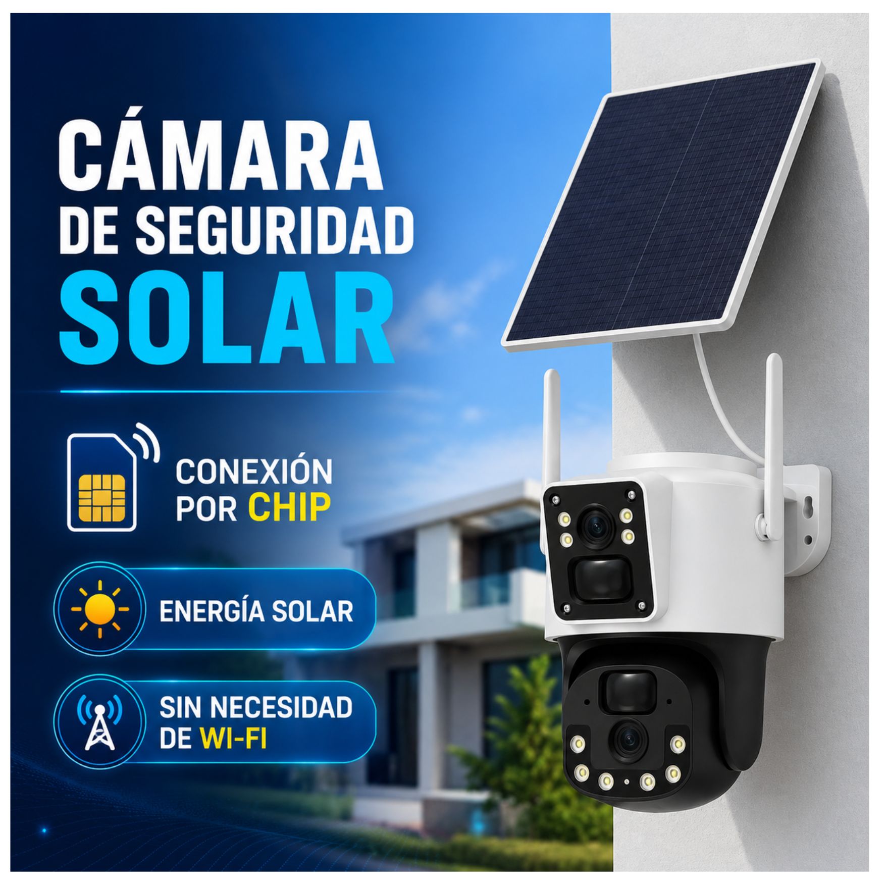 CAMARA SEGURIDAD SOLAR CON CHIP 4G PTZ 2 LENTES CON PANEL SOLAR VIGILA MONITORIA DESDE TU CELULAR - 2