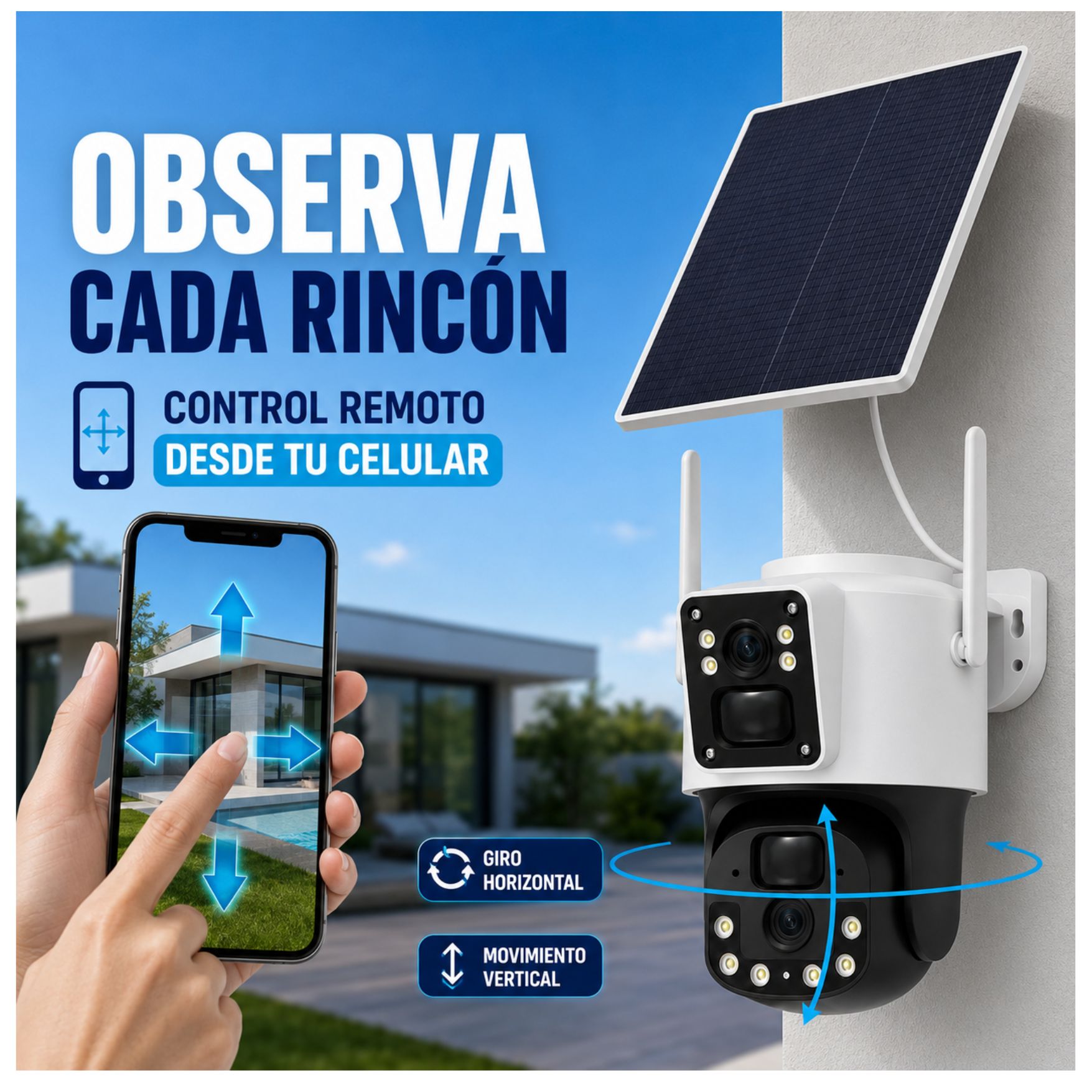 CAMARA SEGURIDAD SOLAR CON CHIP 4G PTZ 2 LENTES CON PANEL SOLAR VIGILA MONITORIA DESDE TU CELULAR - 5