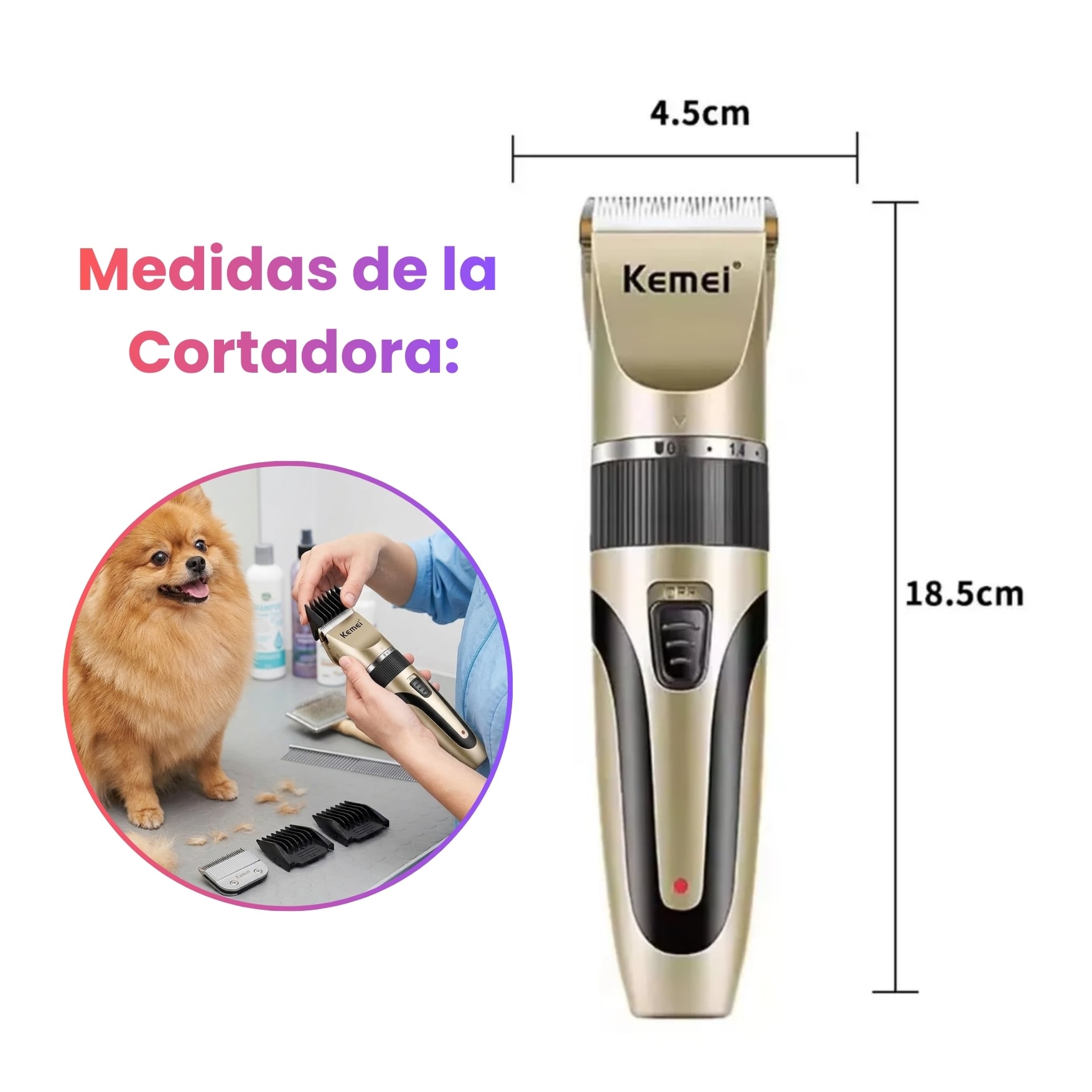 MAQUINA CORTADORA PELO DE MASCOTA PERRO GATO RECARGABLE KEMEI KM-1056 - 2