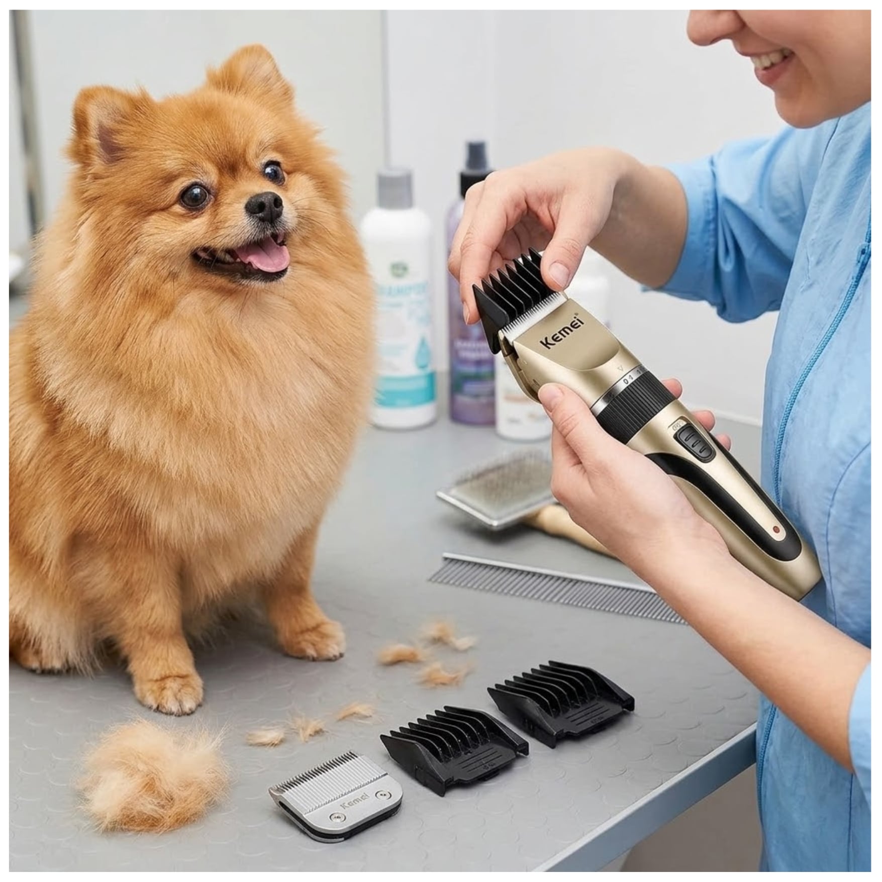 MAQUINA CORTADORA PELO DE MASCOTA PERRO GATO RECARGABLE KEMEI KM-1056 - 5